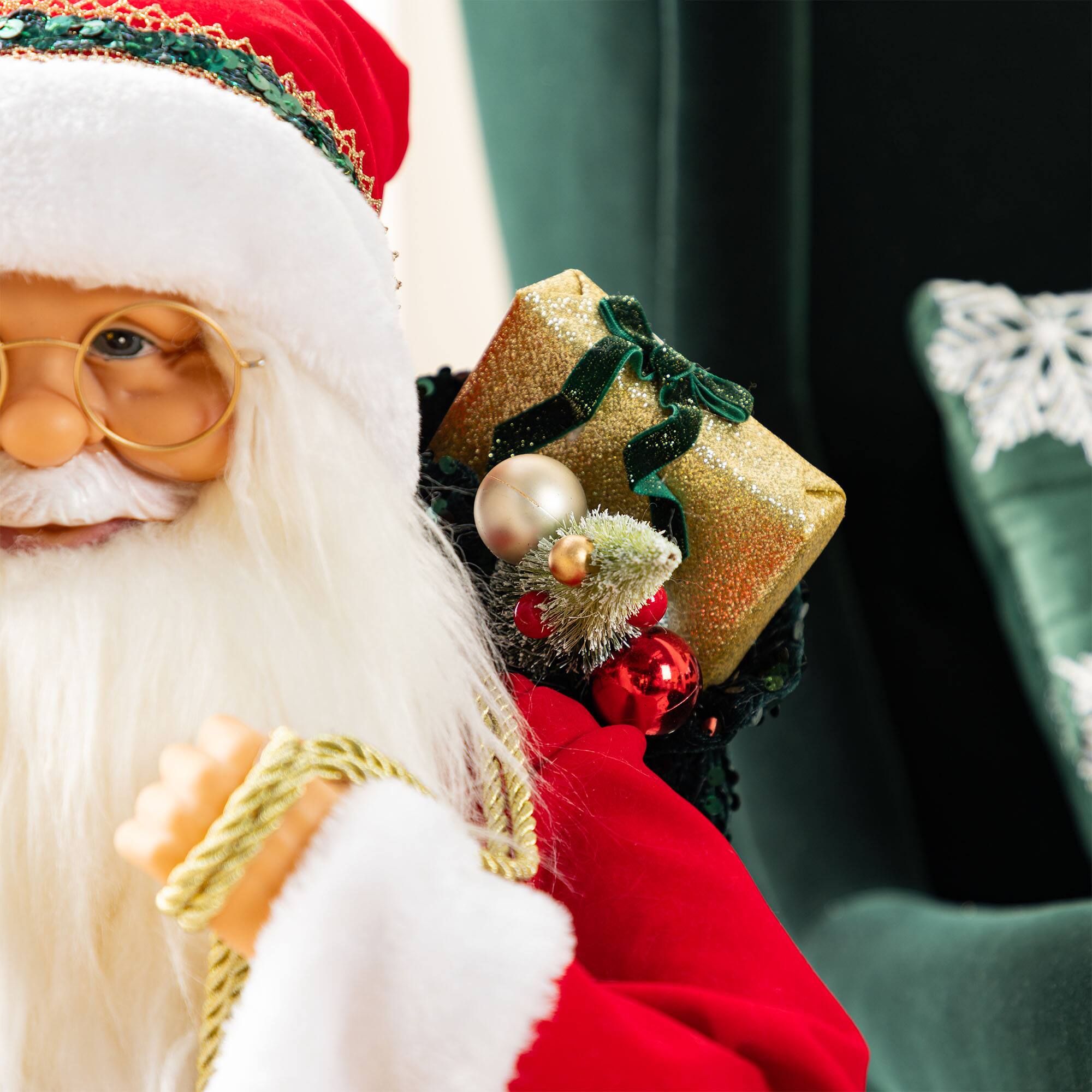 Glitzhome® 32" Oversized Faux Fur Traditional Christmas Santa Figurine
