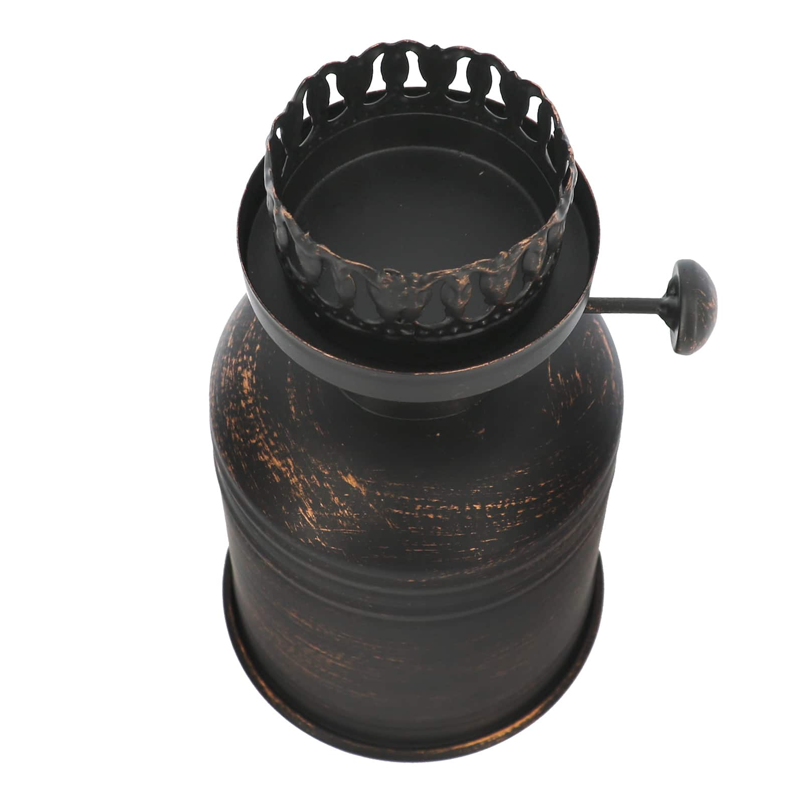 12.75" Antique Gold Wide Iron & Glass Tealight Holder by Ashland®