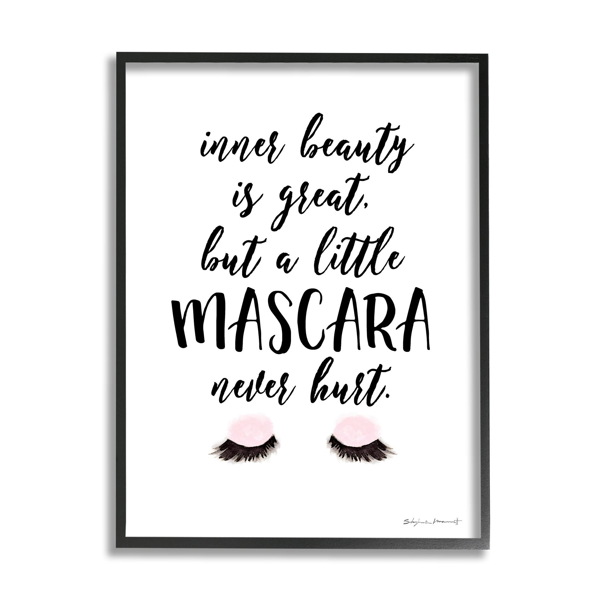 Stupell Industries A Little Mascara Never Hurt Phrase Glam Lashes Framed Wall Art