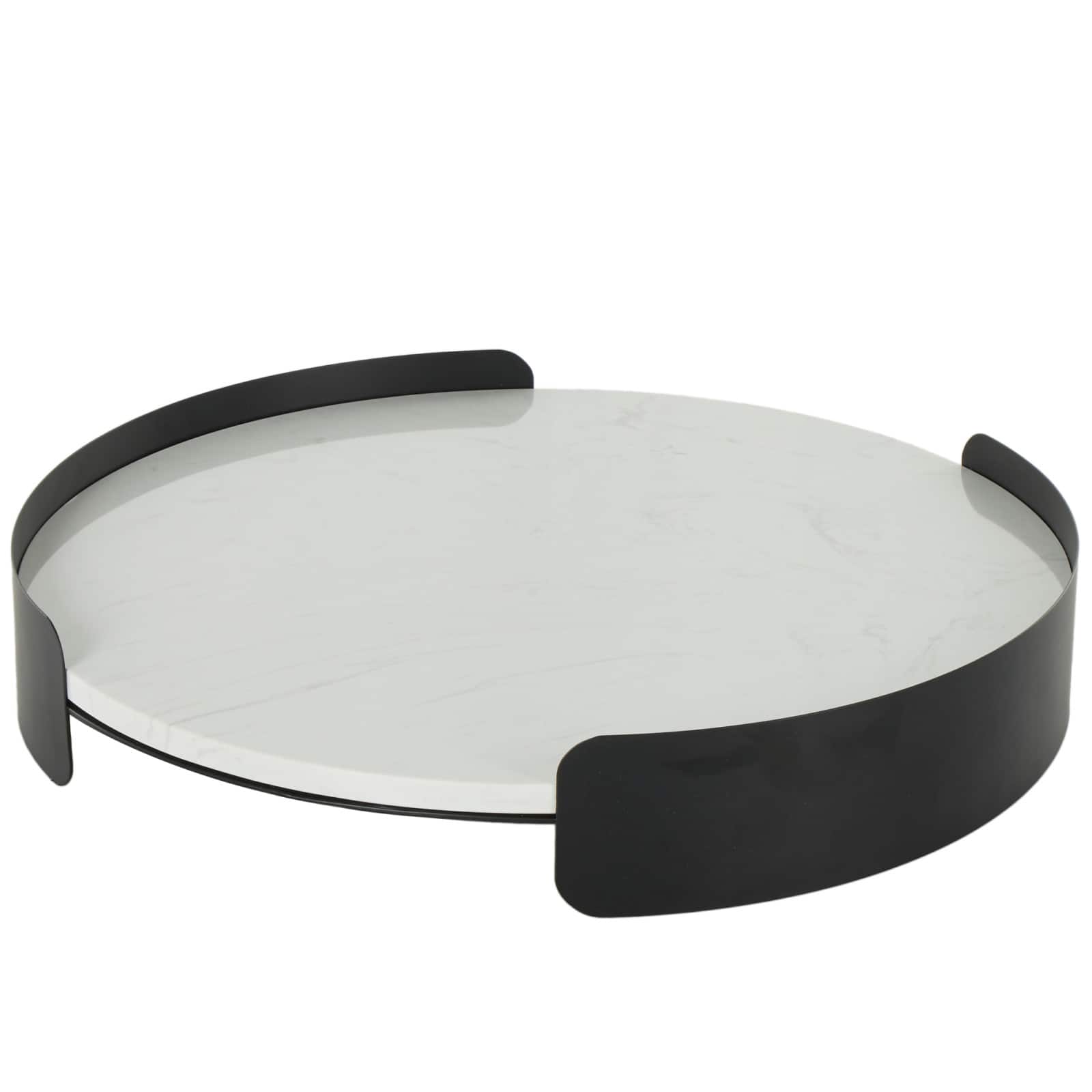 19" White Marble Round Living Room Décor Tray