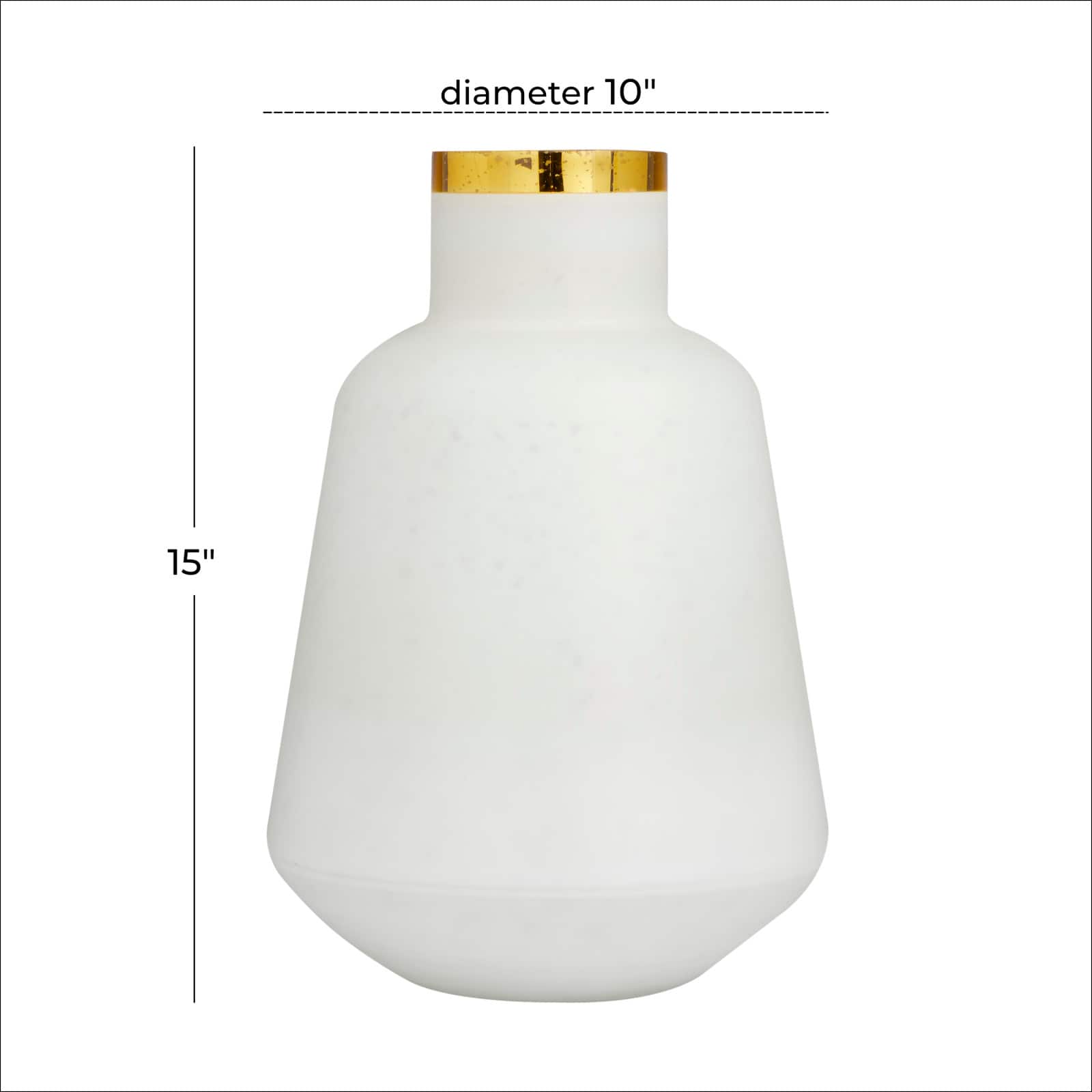 White Glass Glam Vase, 15" x 10" x 10"