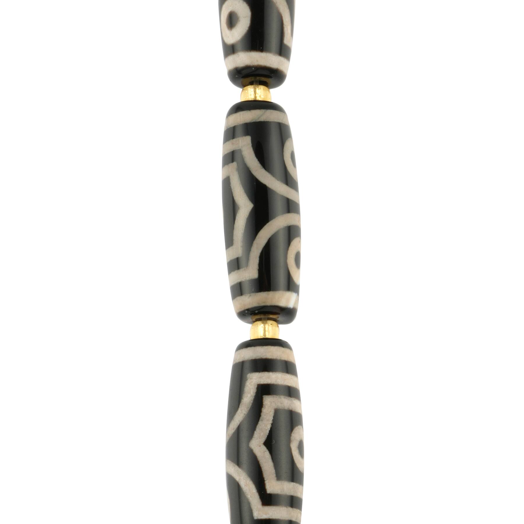 Black & Tan Agate Tube Beads, 28mm by Bead Landing™