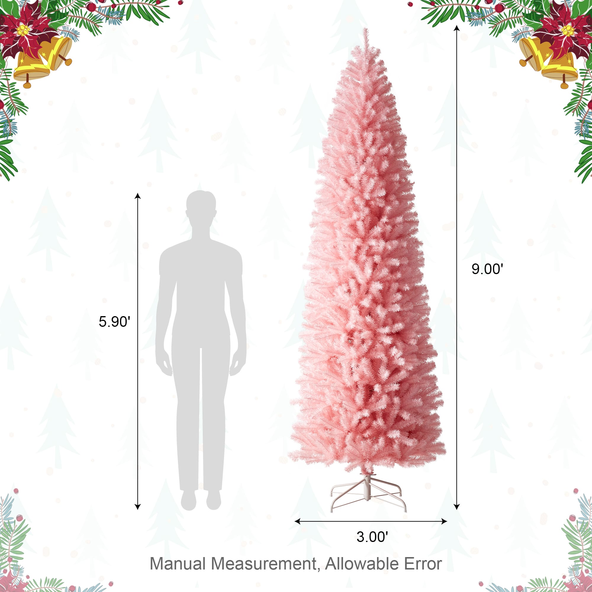 9ft. Unlit Pink Pencil Tinsel Artificial Christmas Tree