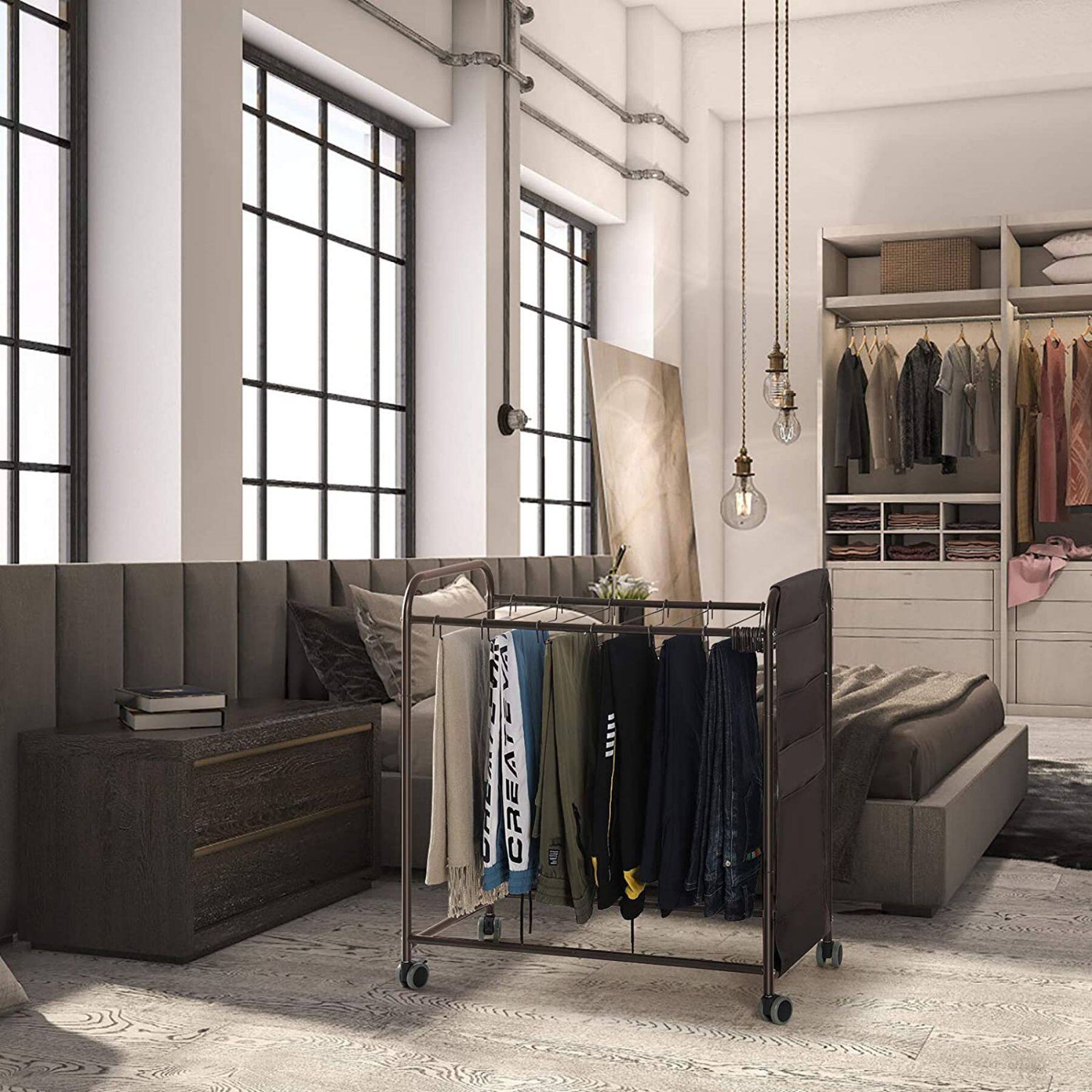 NEX™ Brown 20-Hanger Rolling Trolley Closet Organizer