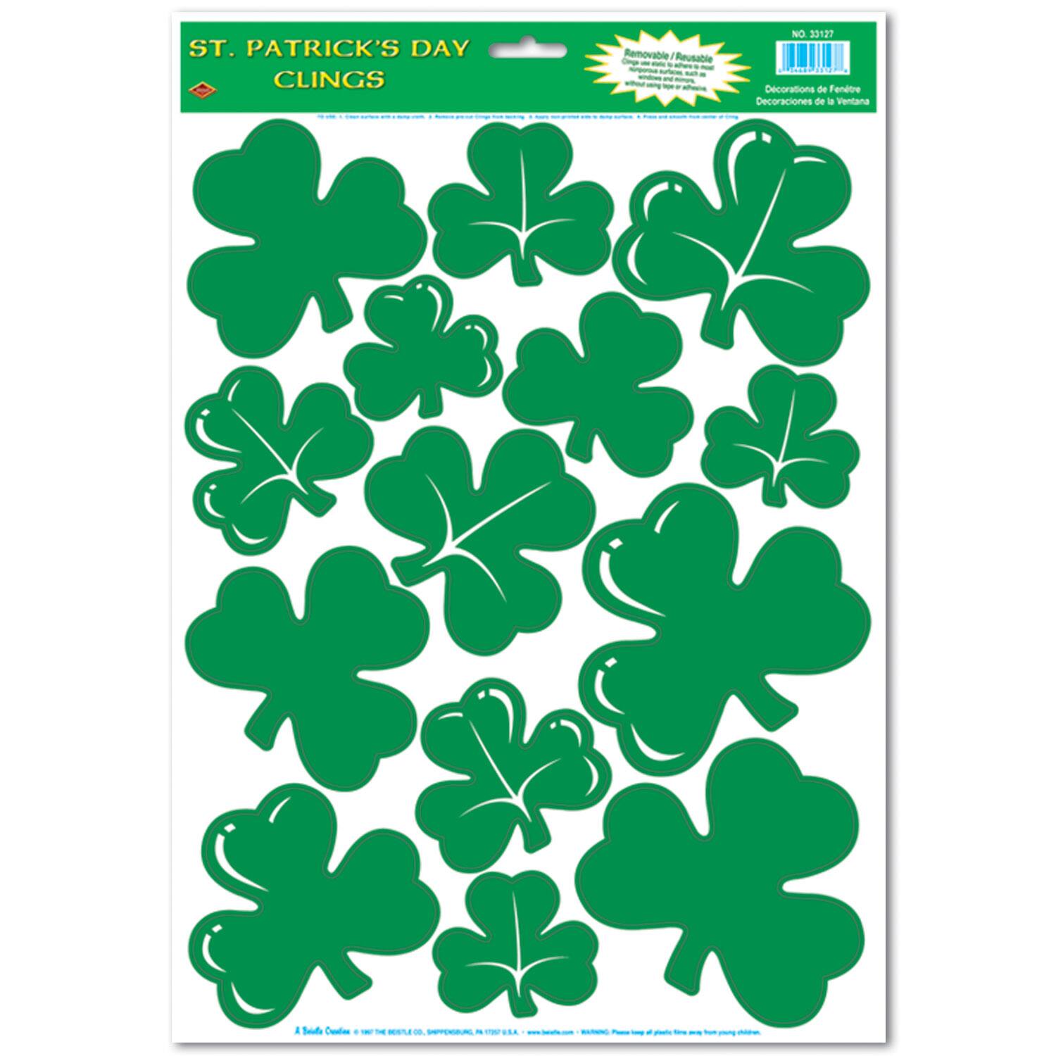 Beistle Shamrock Clings Sheet Packs, 3ct.