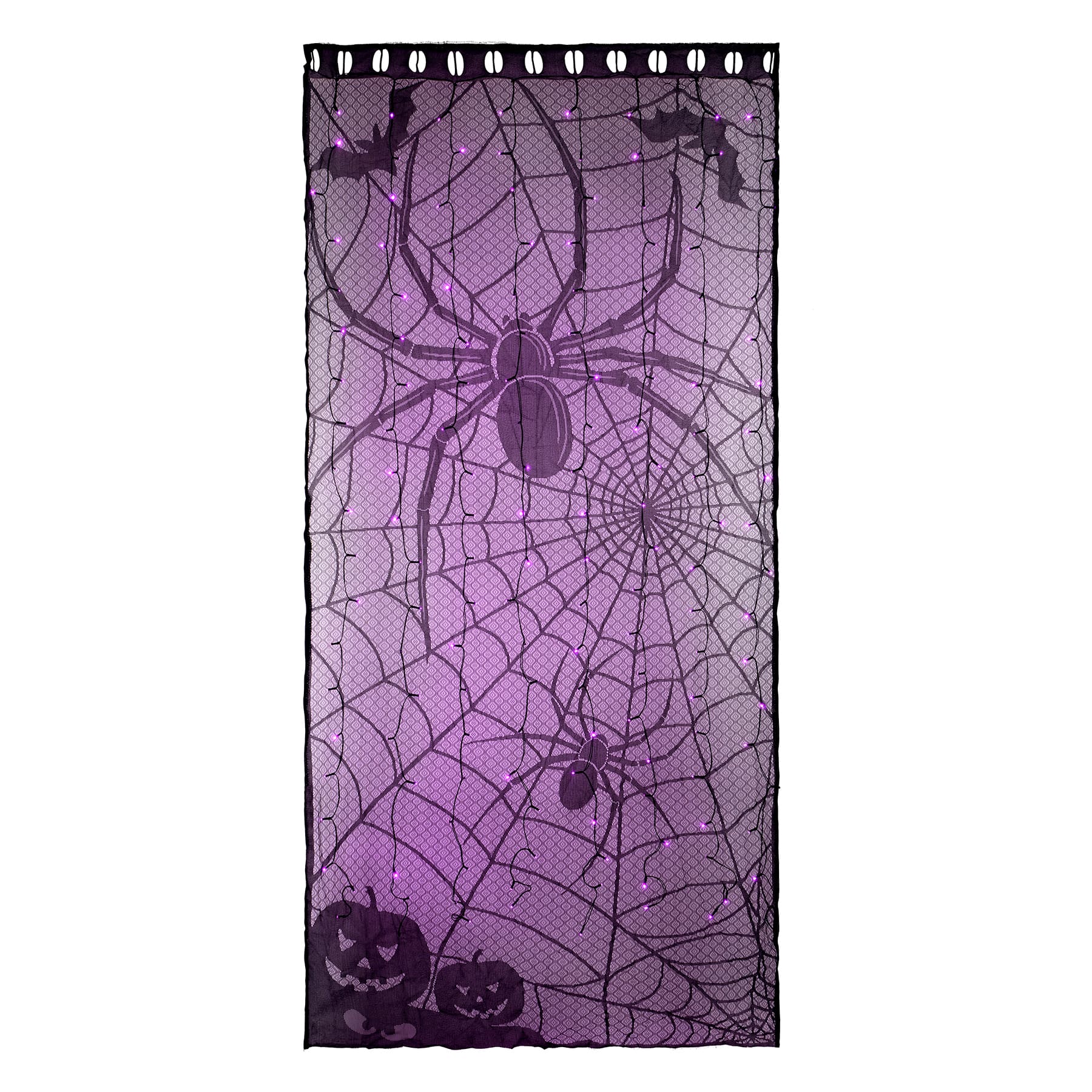 Spiders & Bats Purple LED Lighted Curtain Décor by Ashland®