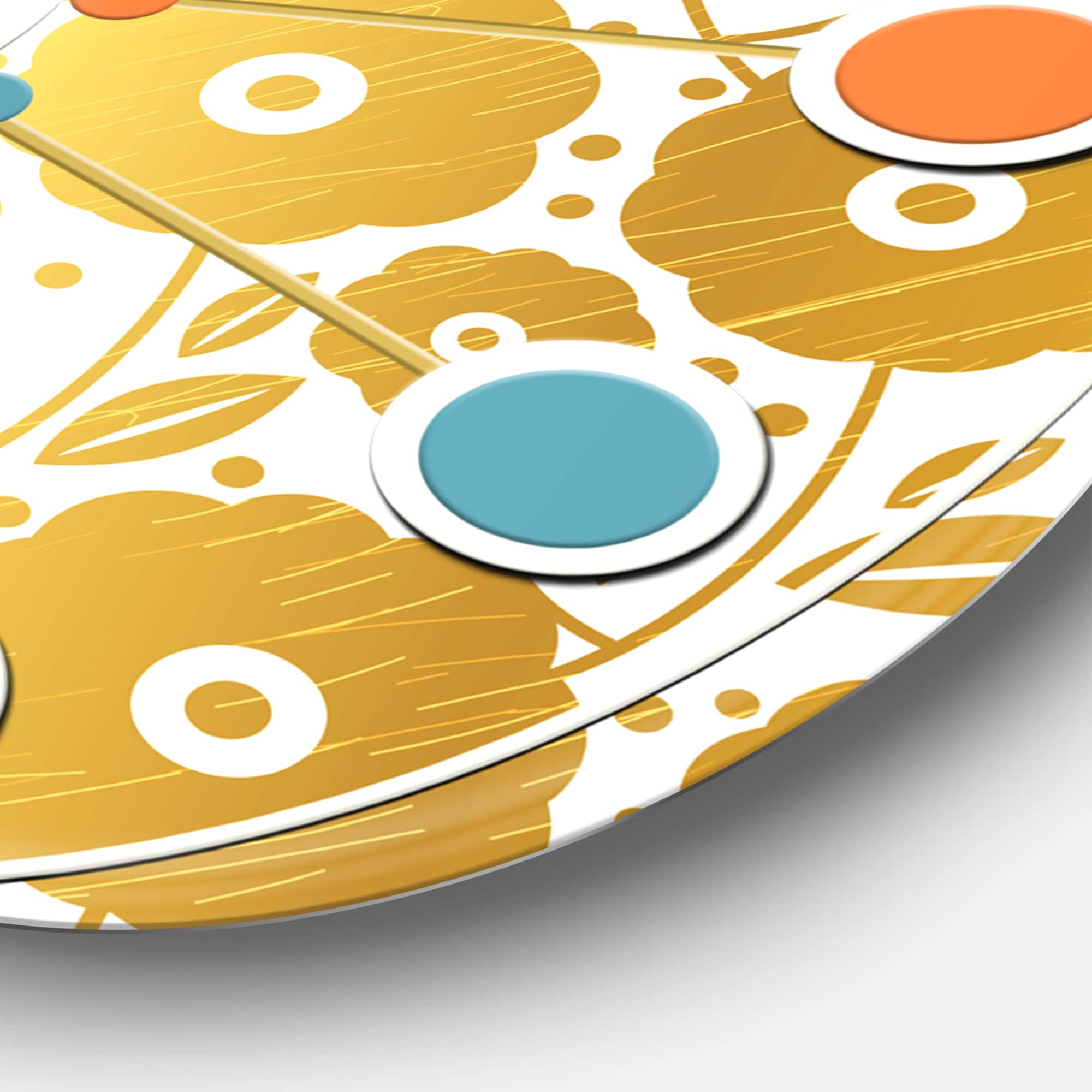 Designart 'Golden Floral I Mid-Century Modern Wall Clock