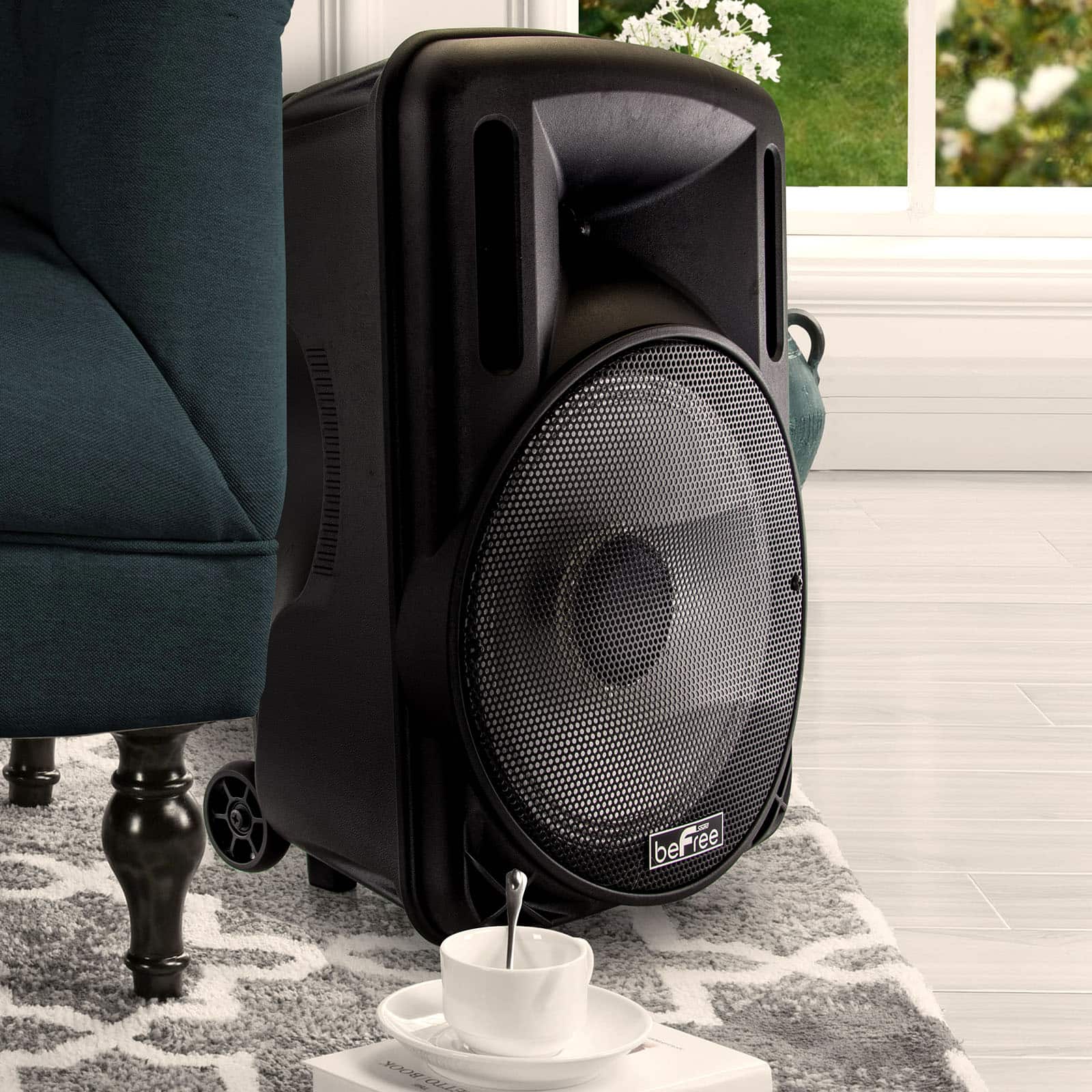 beFree Sound 12" 2500 Watt Bluetooth Portable Party PA Speaker With Illuminating Lights & USB