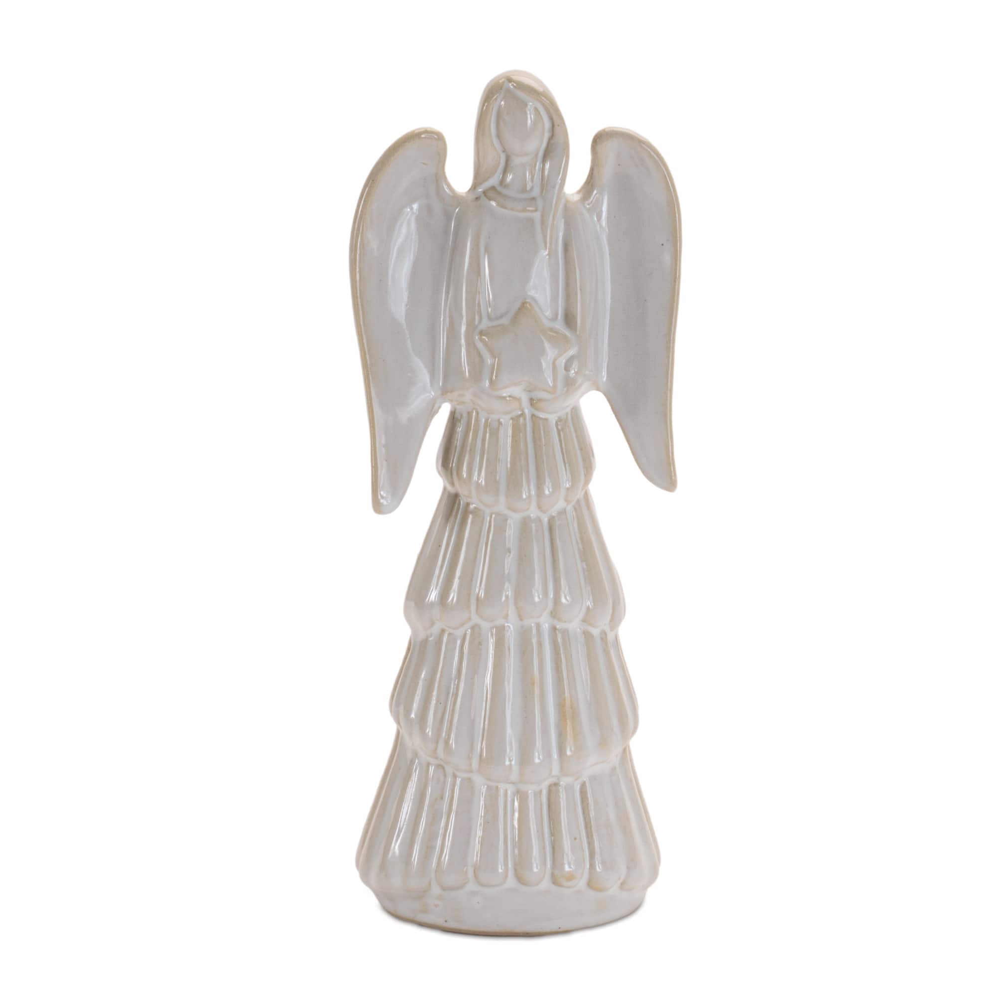 Melrose 7.25" White Glazed Angel Figurines Set