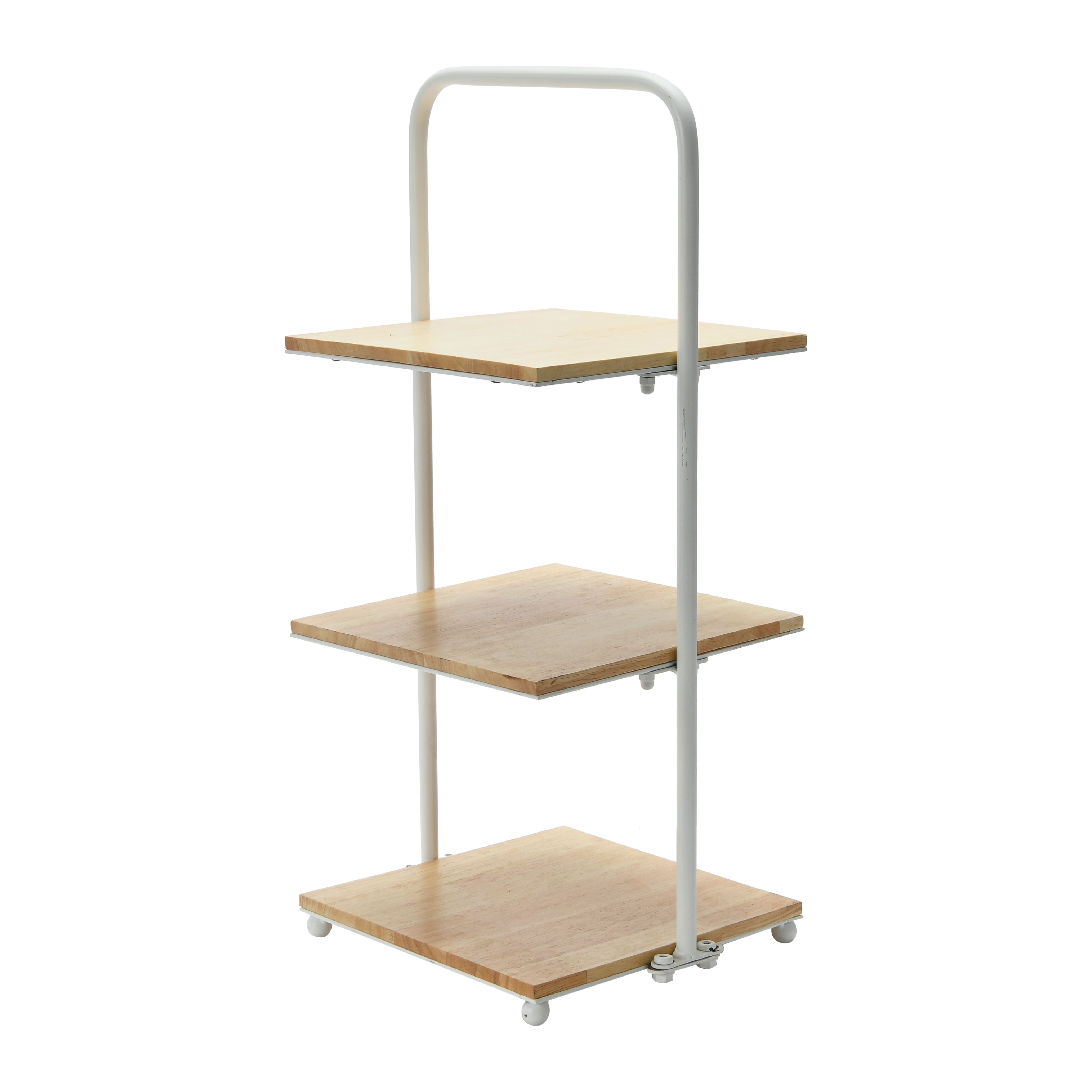 24'' White Modern Decorative Tray with 3 shelves