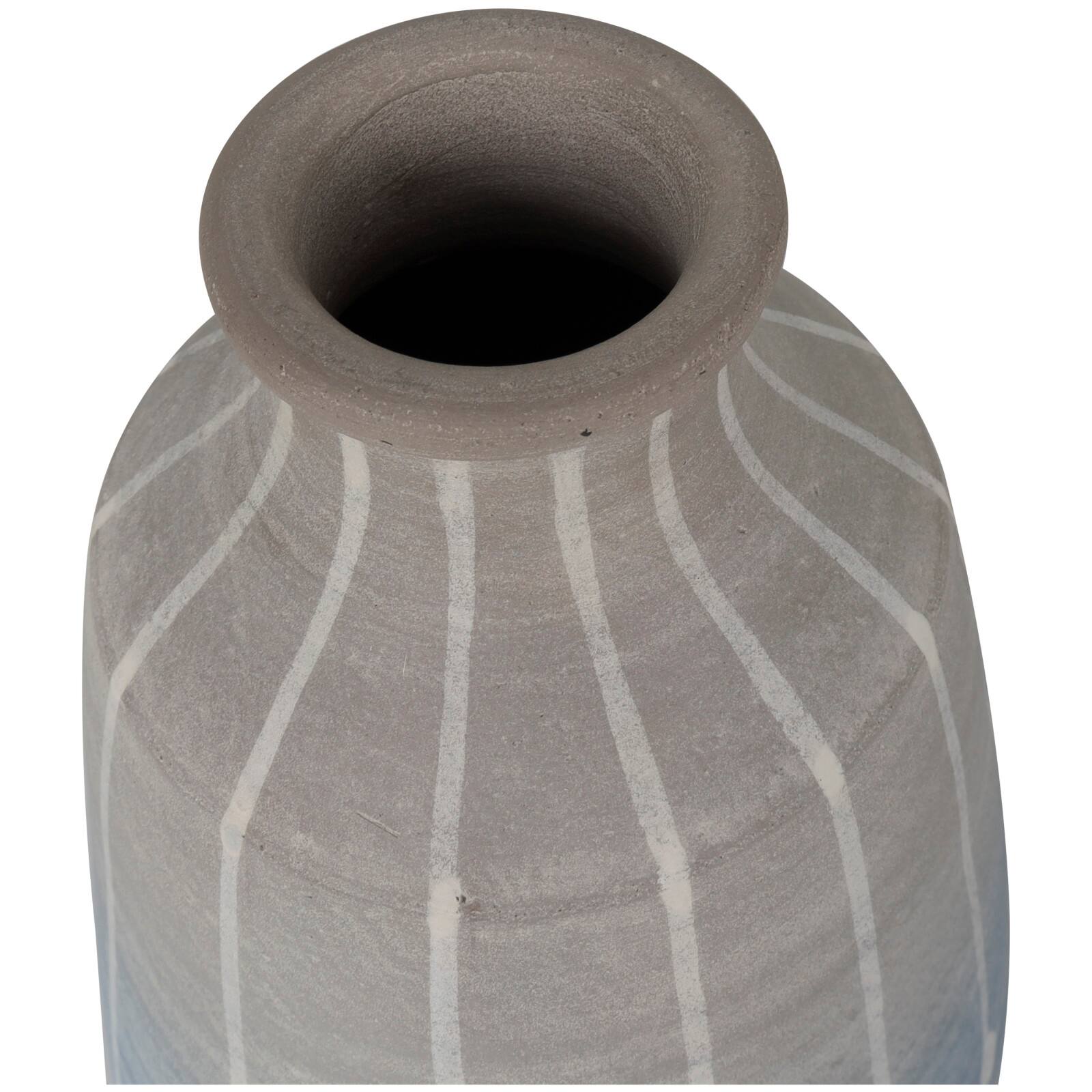 14" Blue & Gray Ombre Ceramic Abstract Drip Vase