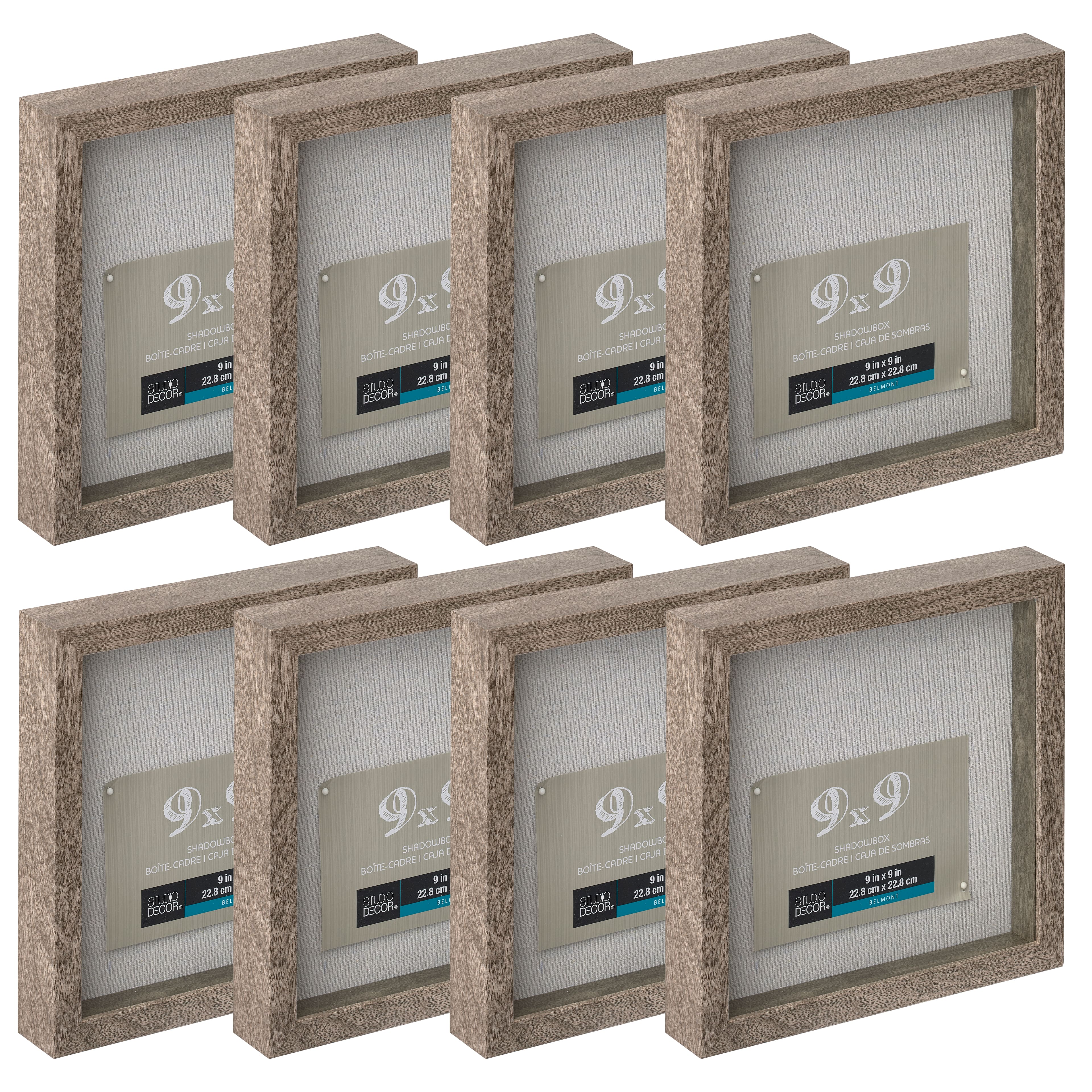 8 Pack: Gray 9" x 9" Belmont Shadow Box by Studio Décor®