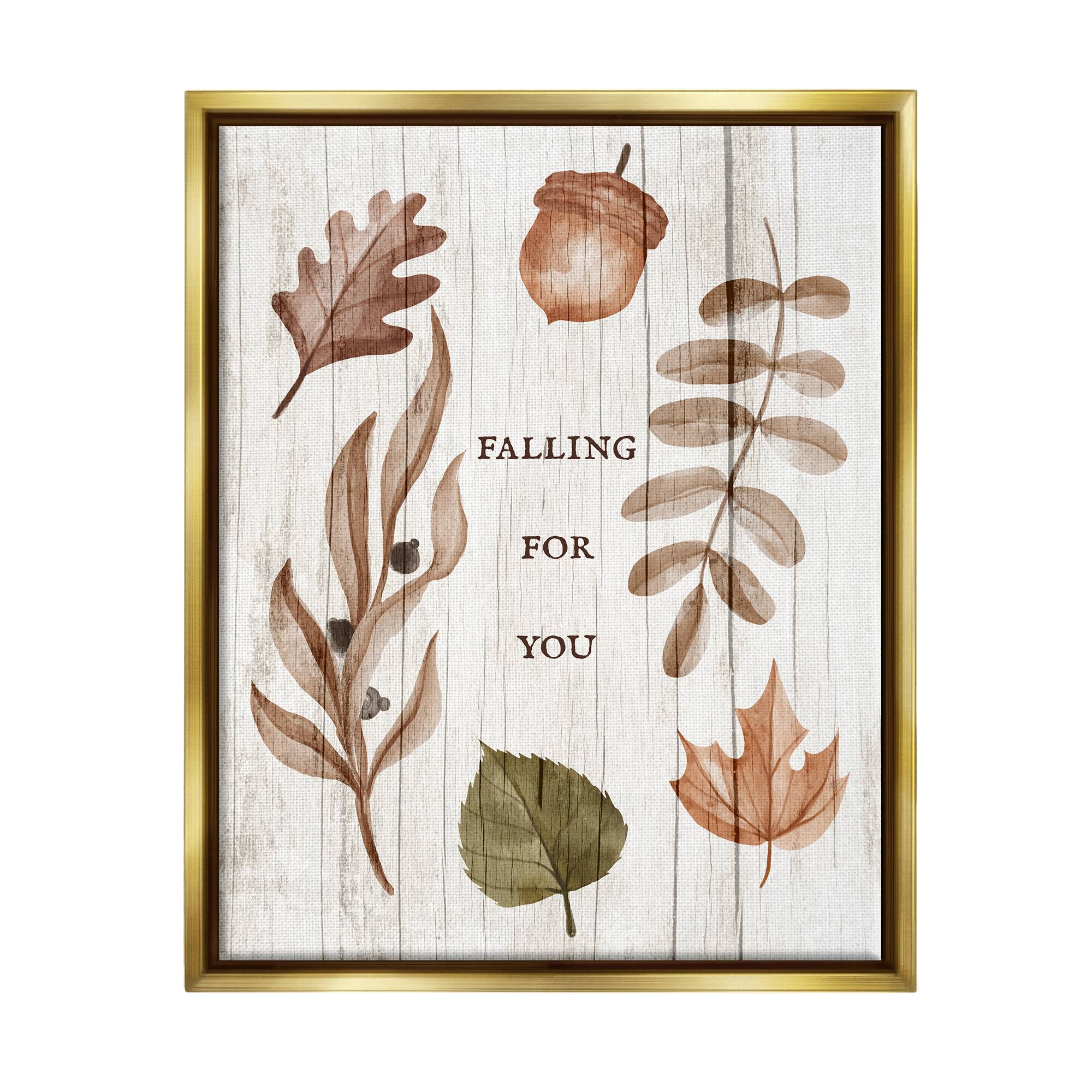 Stupell Industries Falling For You Fall Botanicals Framed Floater Canvas Wall Art