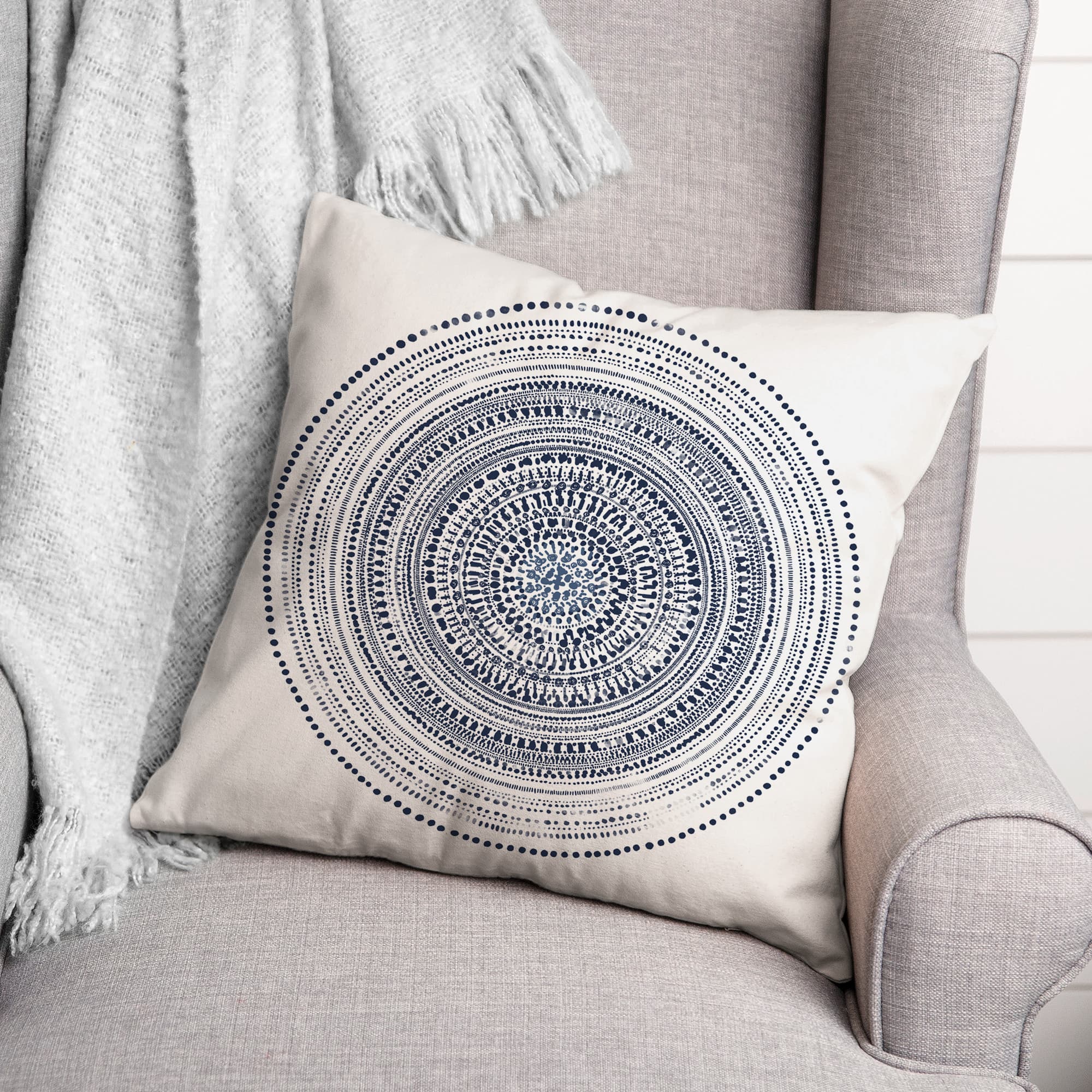 Circle and Dash Pattern 18" x 18" Indoor / Outdoor Pillow