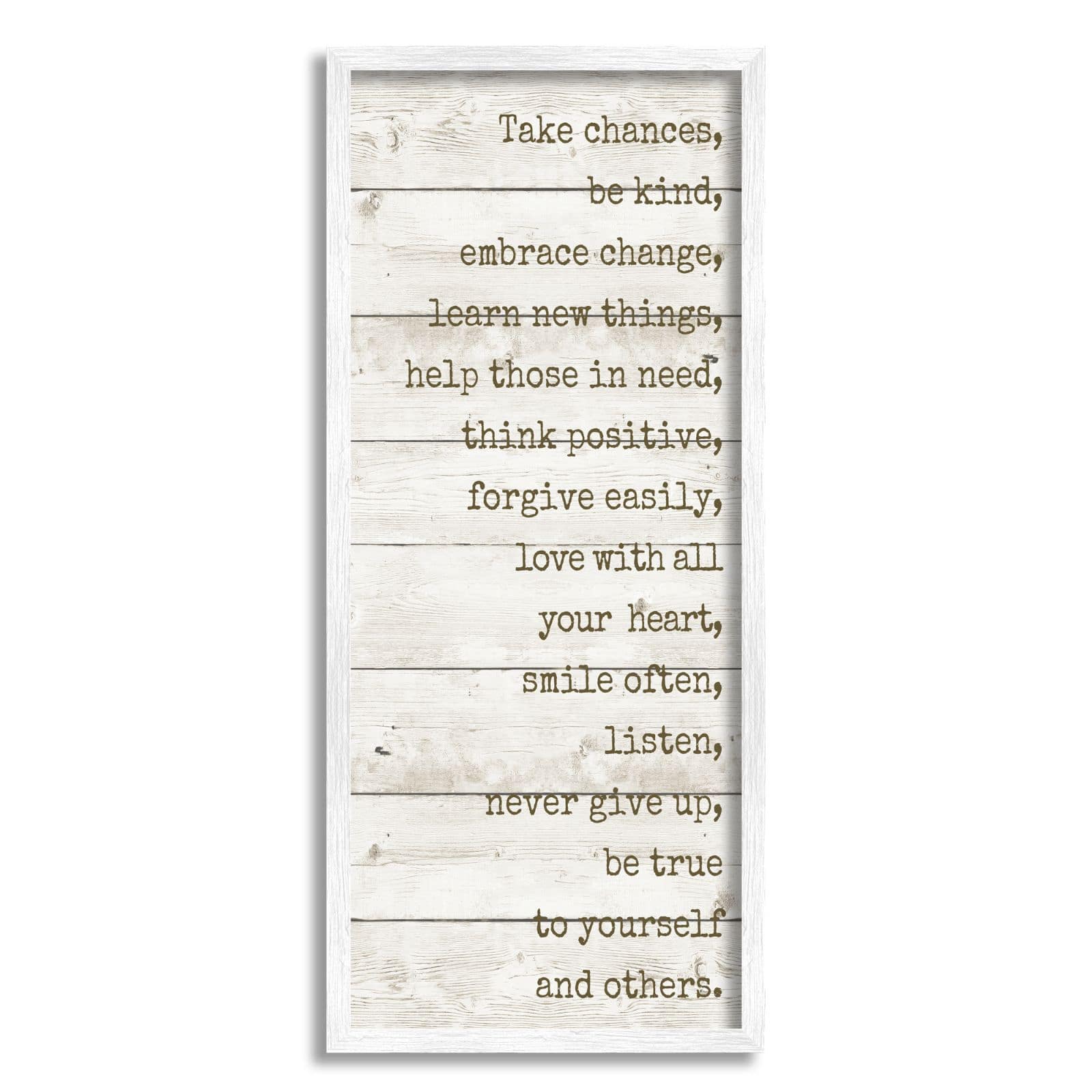 Stupell Industries Take Chances Family Home Inspirational Word Textured Wood Design Framed Wall Art