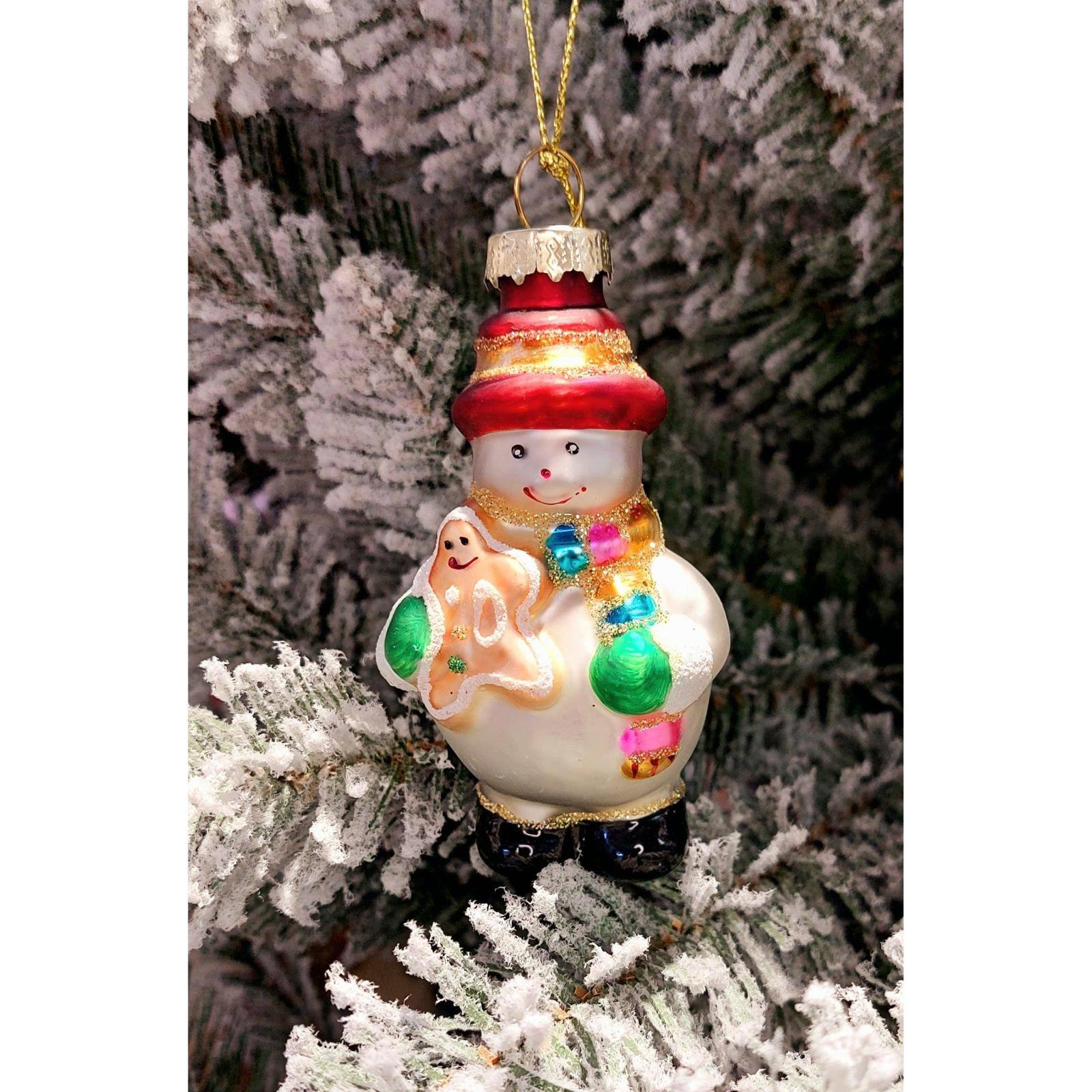 Wizardi 11.81" Snowman with Cookie Christmas Glass Ornament