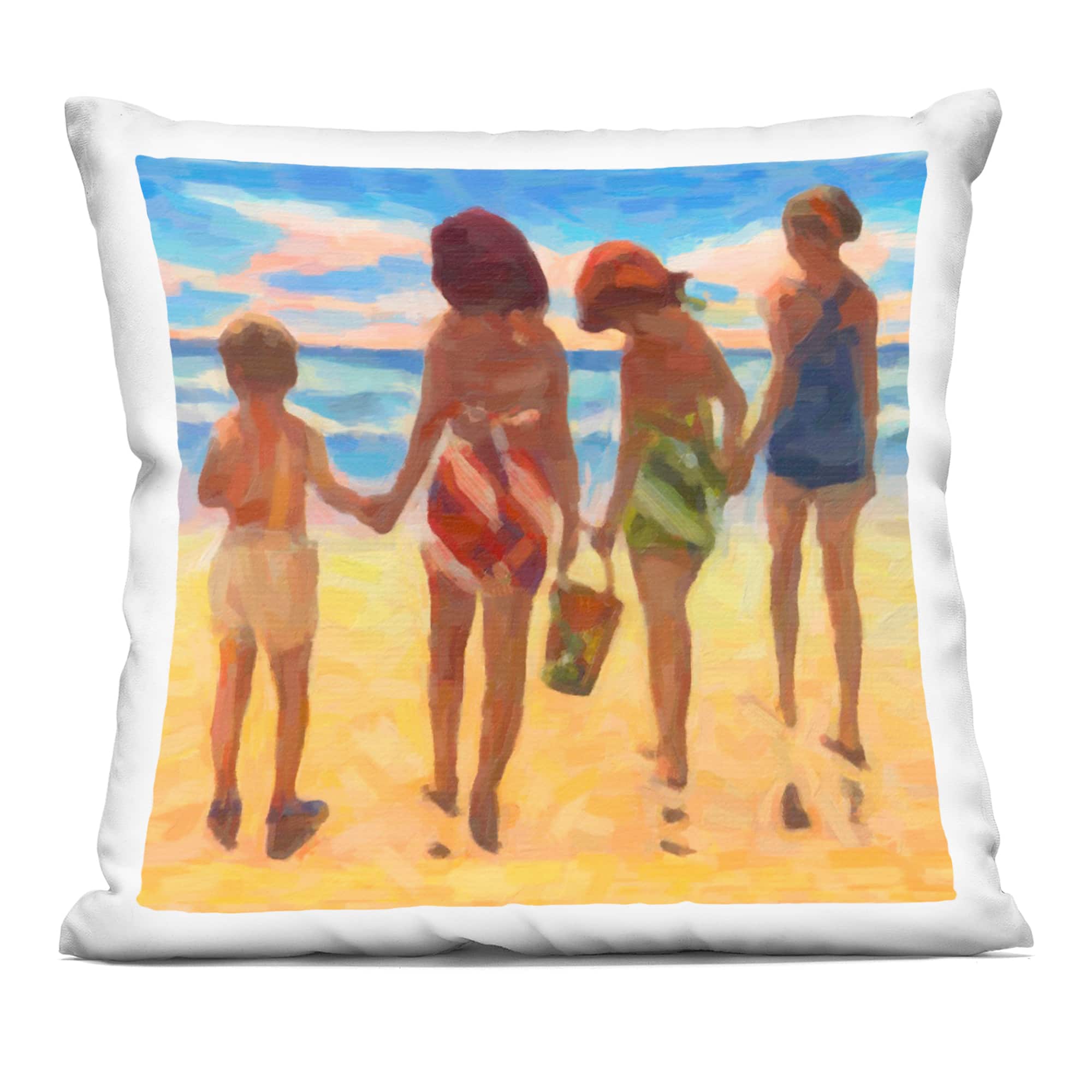Stupell Industries 18" x 18" Family on Summer Beach Decorative Printed Indoor Pillow