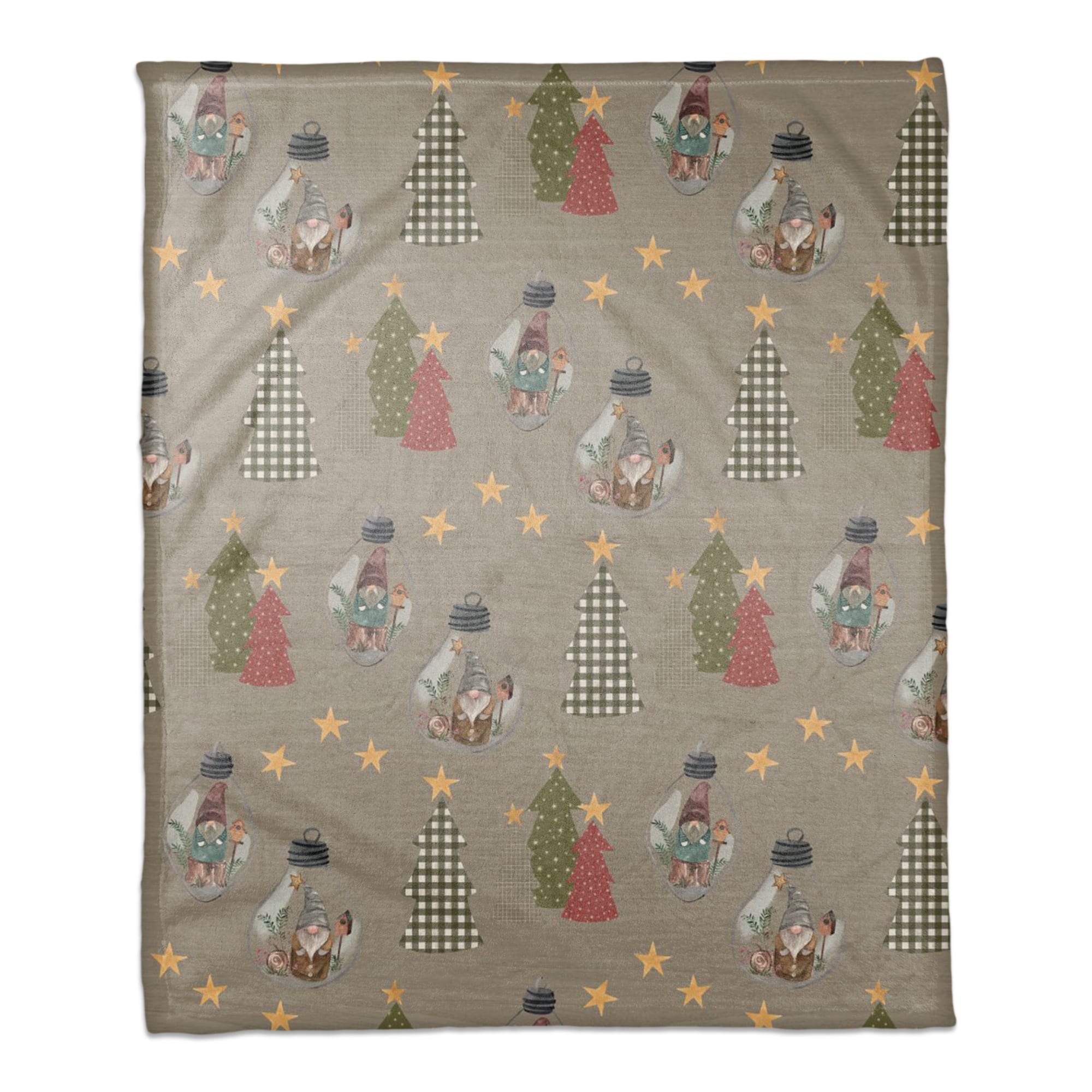 Tree & Globe Pattern Coral Fleece Blanket