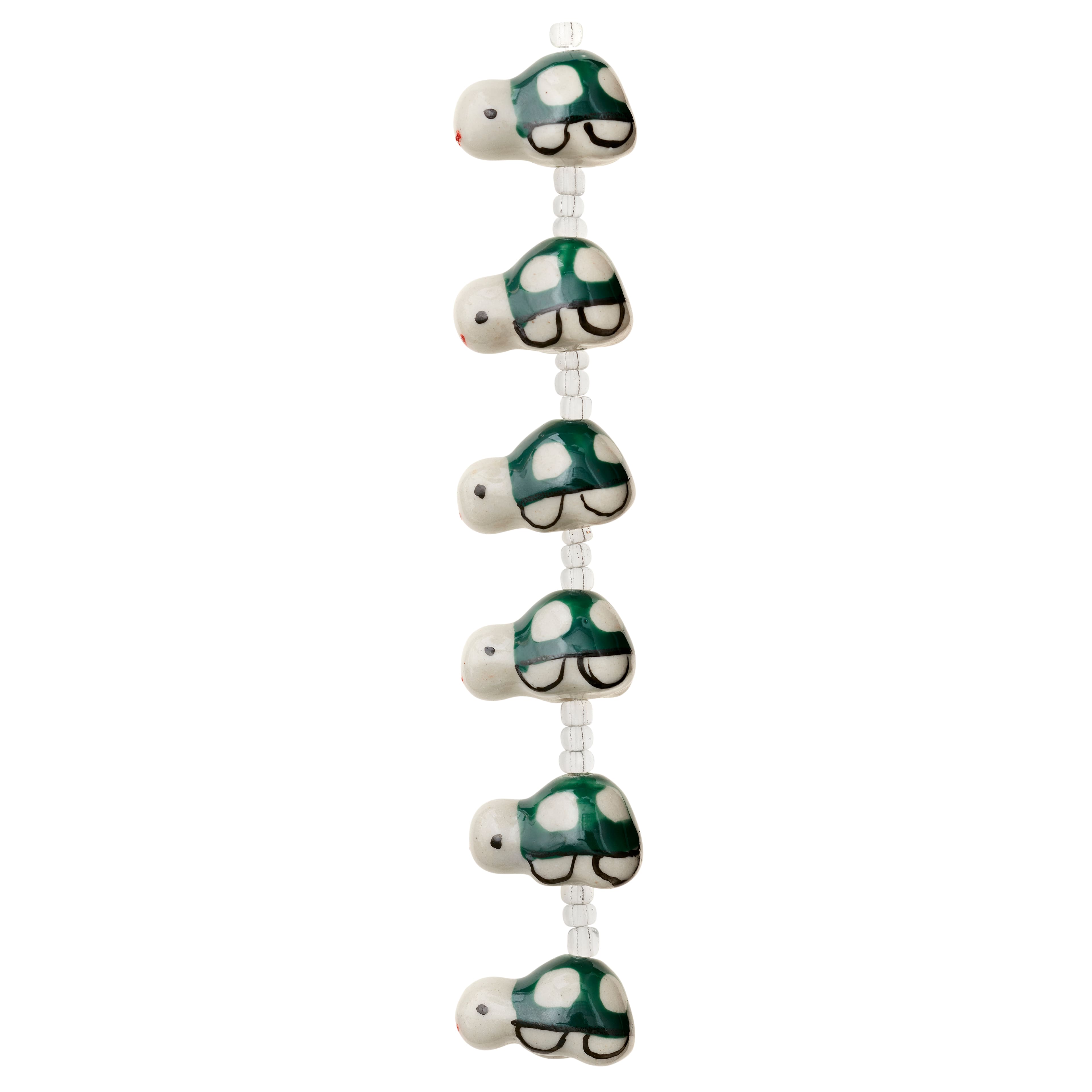 Green Turtle Ceramic Beads, 18mm by Bead Landing™