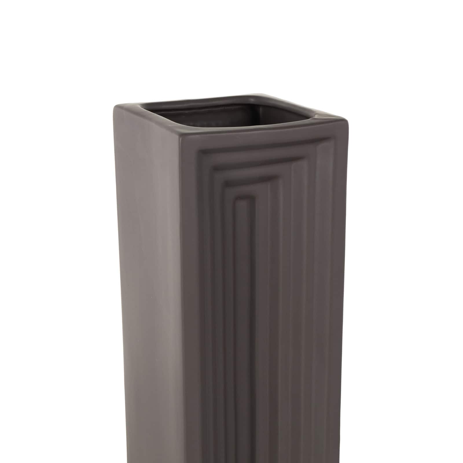18" Black Ceramic Rectangular Decorative Vase