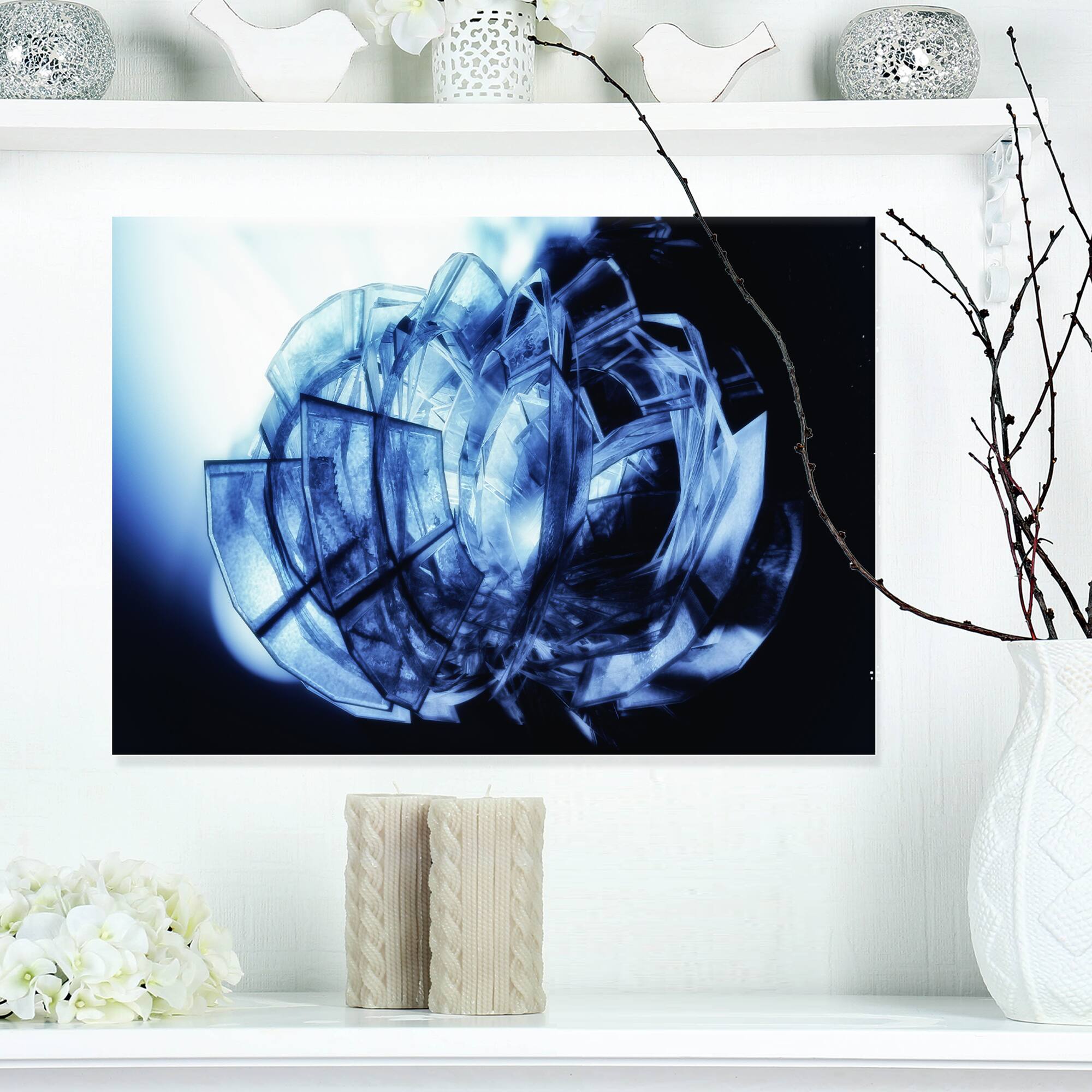Designart - Fractal 3D Blue Glass Pattern