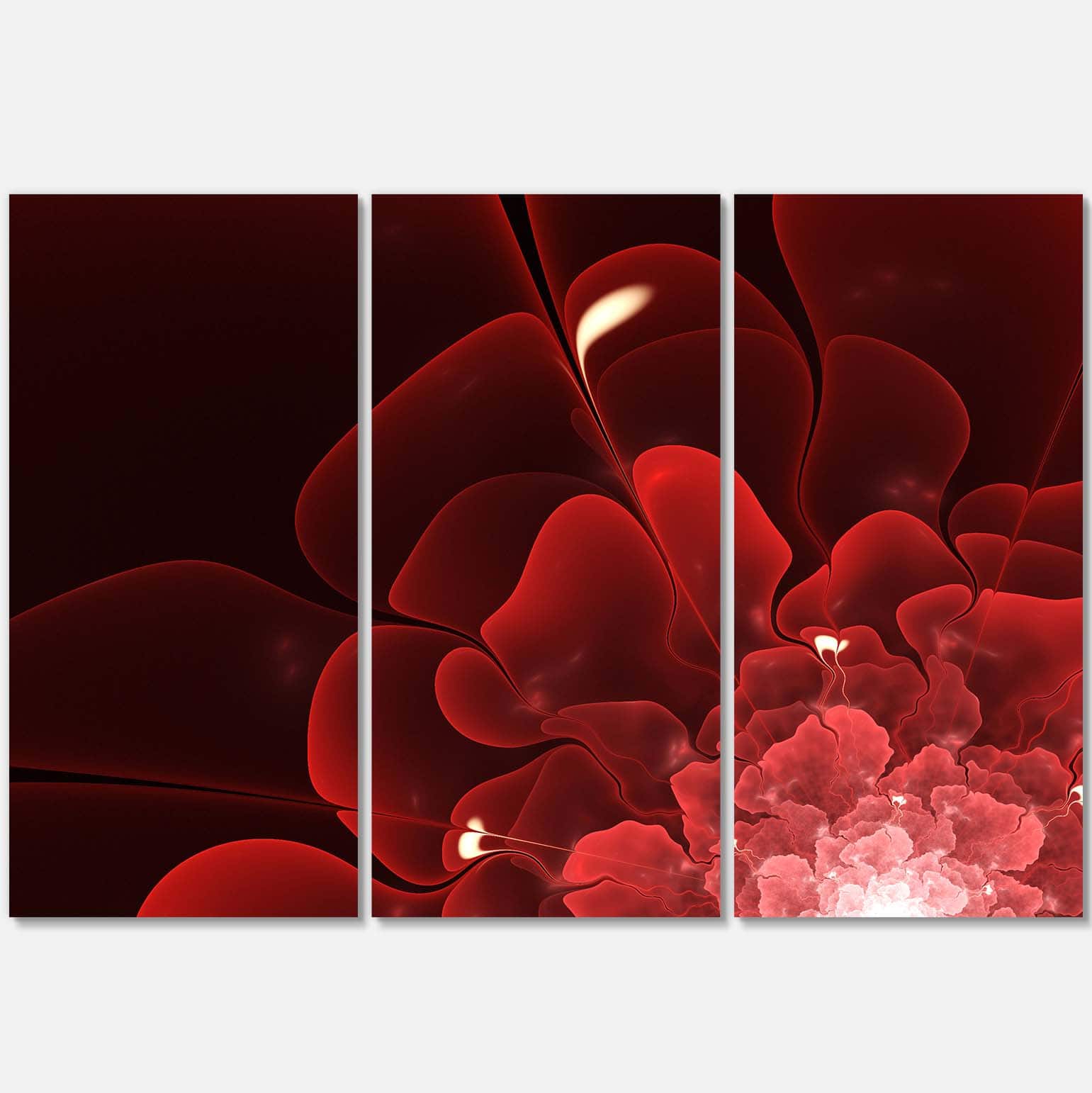 Designart - Fractal Flower Clear Red Digital Art