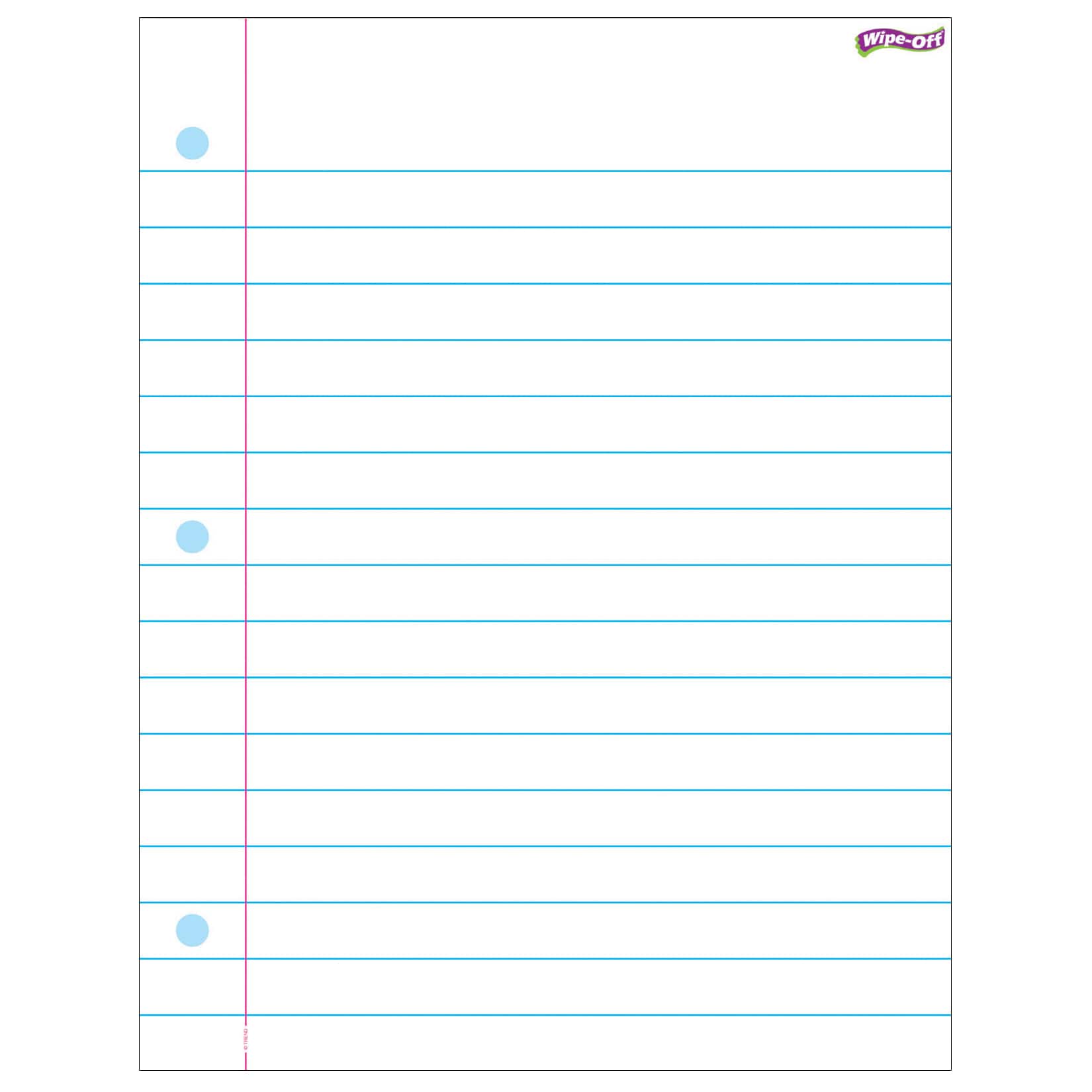 Notebook Paper Wipe-Off® Chart, 17" x 22", 6 Pack