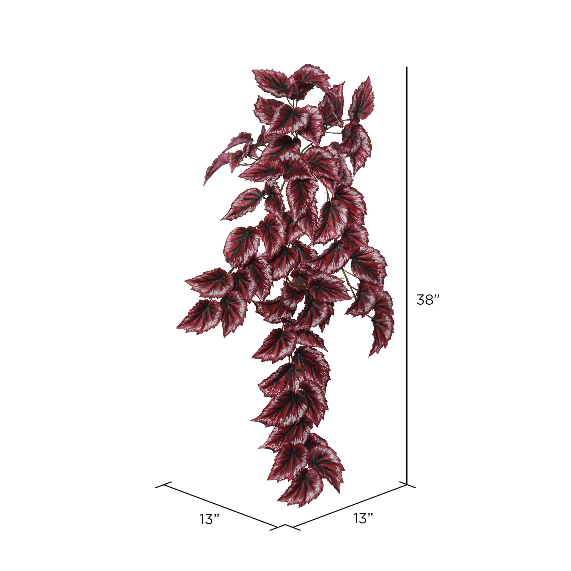 38" Red Artificial Begonia Hanging Bush