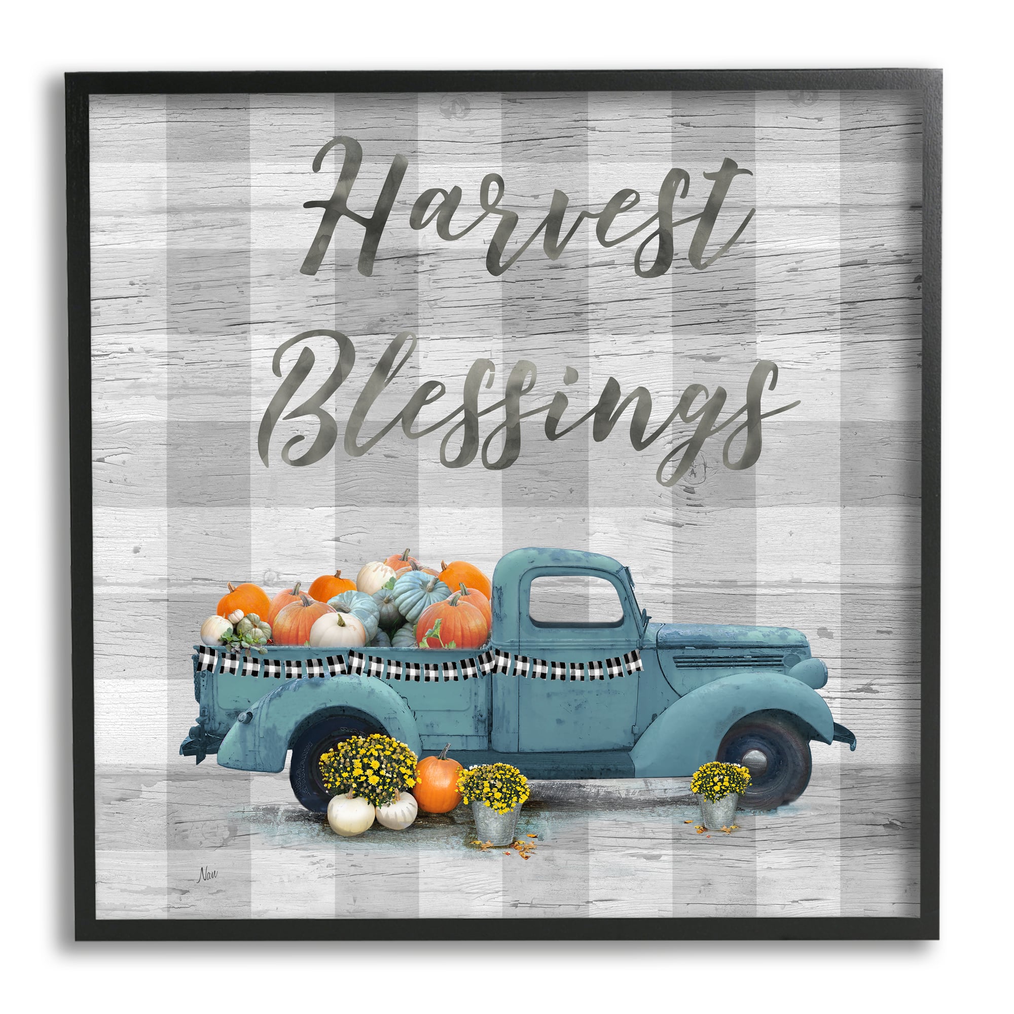Stupell Industries Harvest Blessings Fall Pumpkin Truck Framed Giclee Art