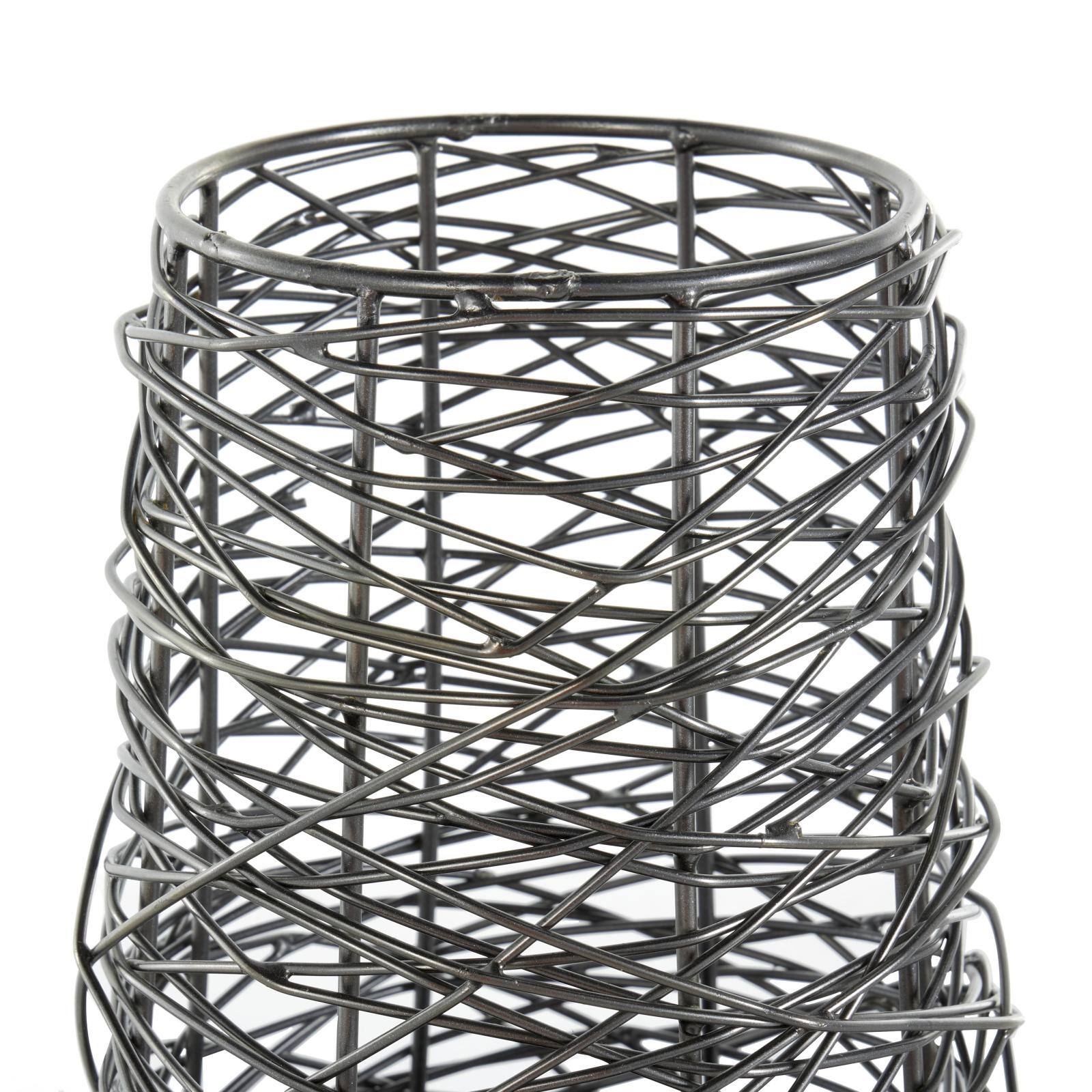 Black Abstract Intertwined Wire & Solid Metal Vase