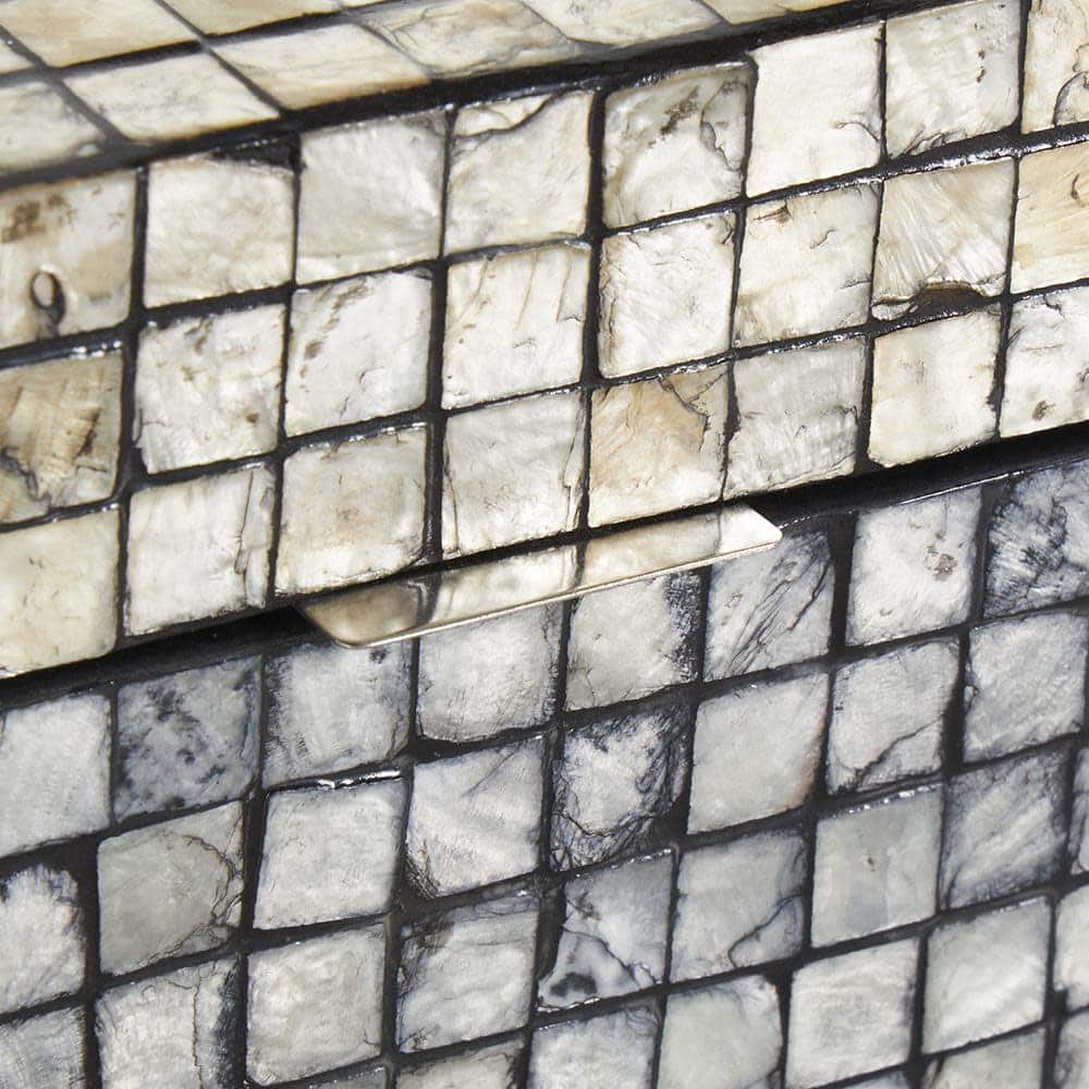 Gray Mother of Pearl Shell Geometric Handmade Square Mosaic Storage Box Set