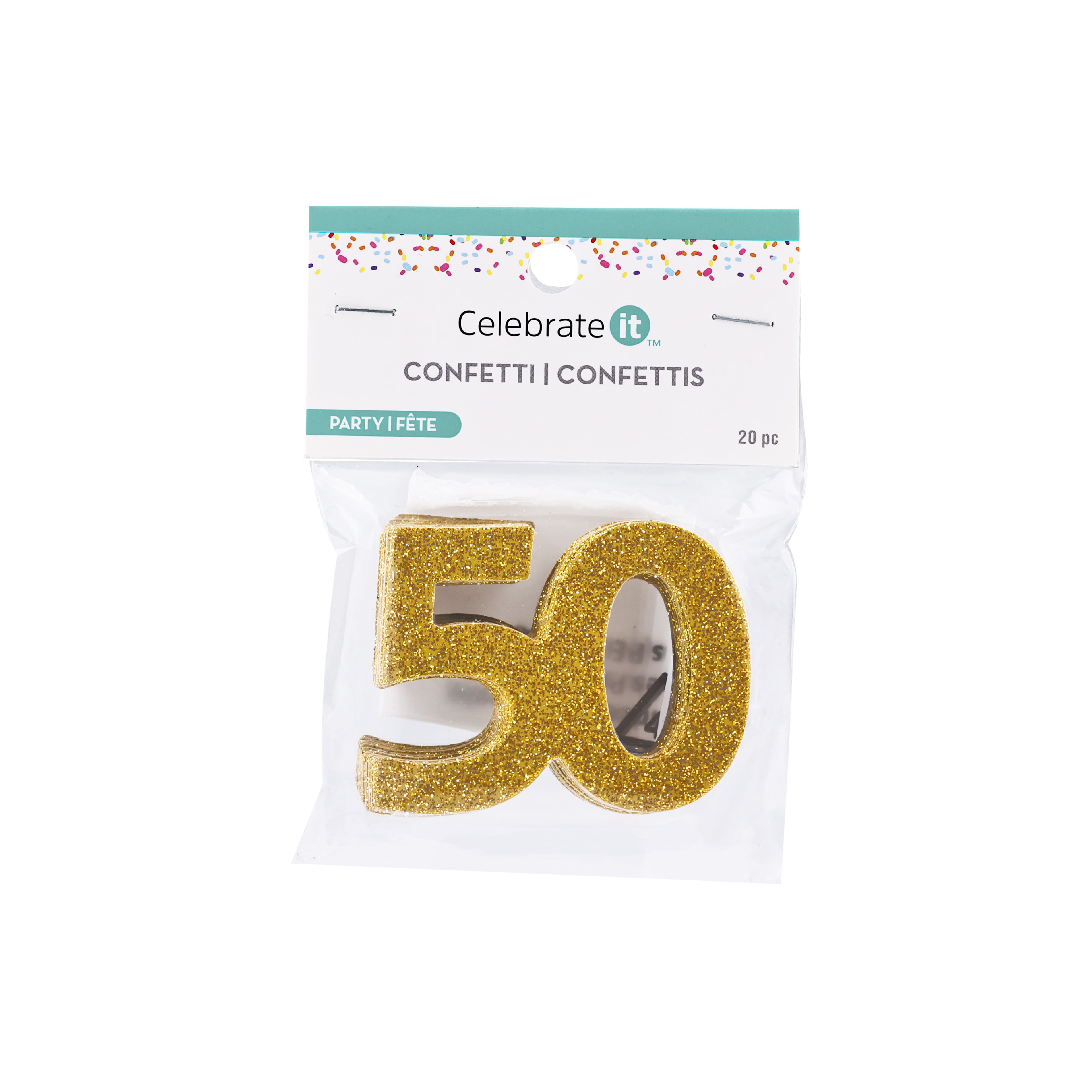 2" Gold 50 Glitter Confetti, 20ct. by Celebrate It™