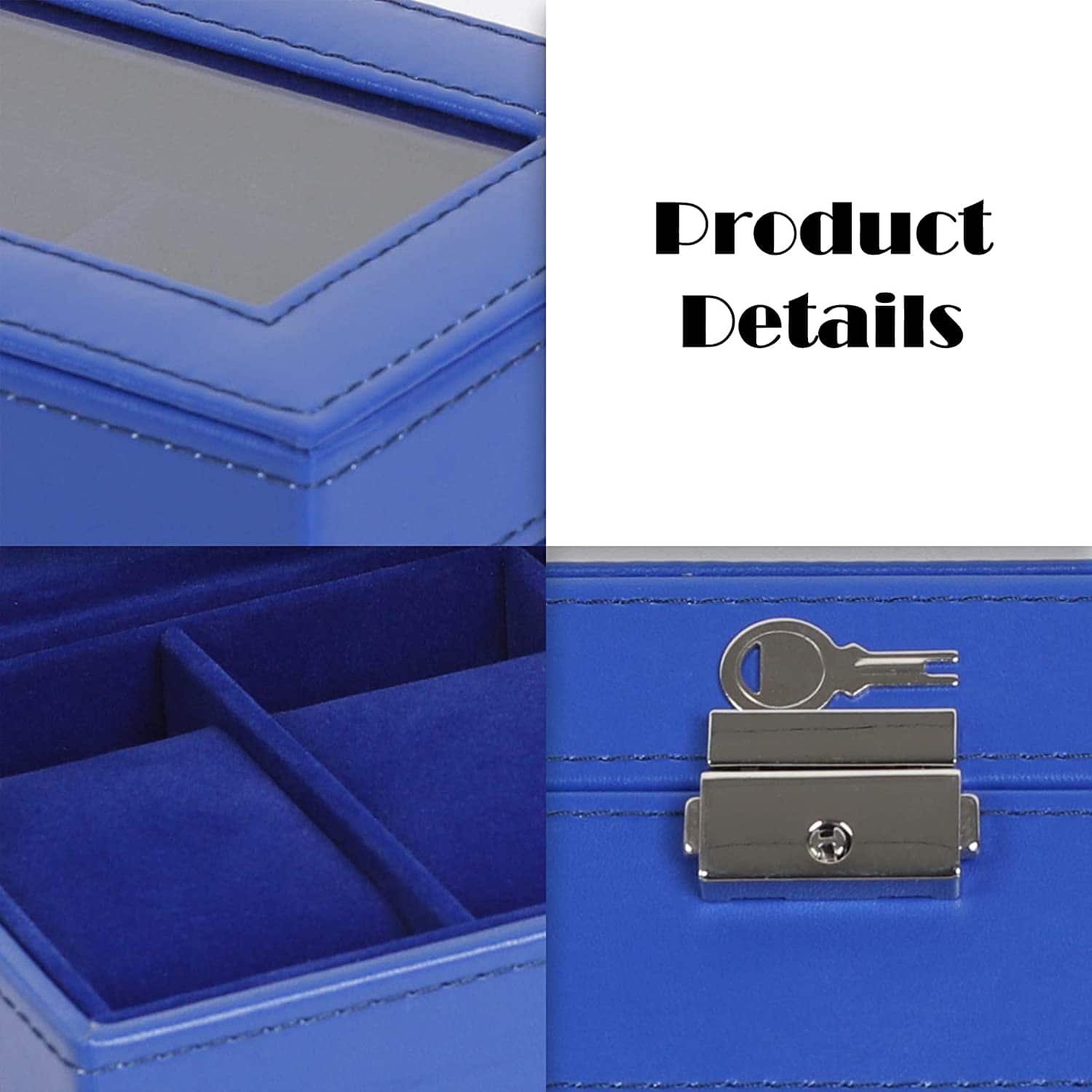 Sapphire Blue Hexa Leather Watch Box
