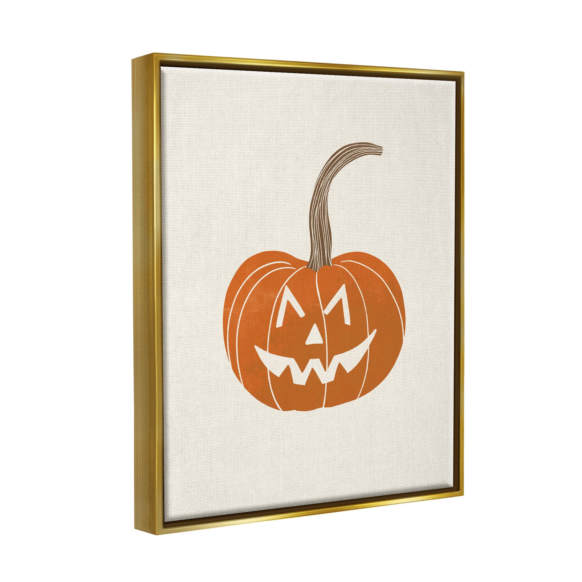 Stupell Industries Happy Jack-o-Lantern Smile Framed Floater Canvas Wall Art