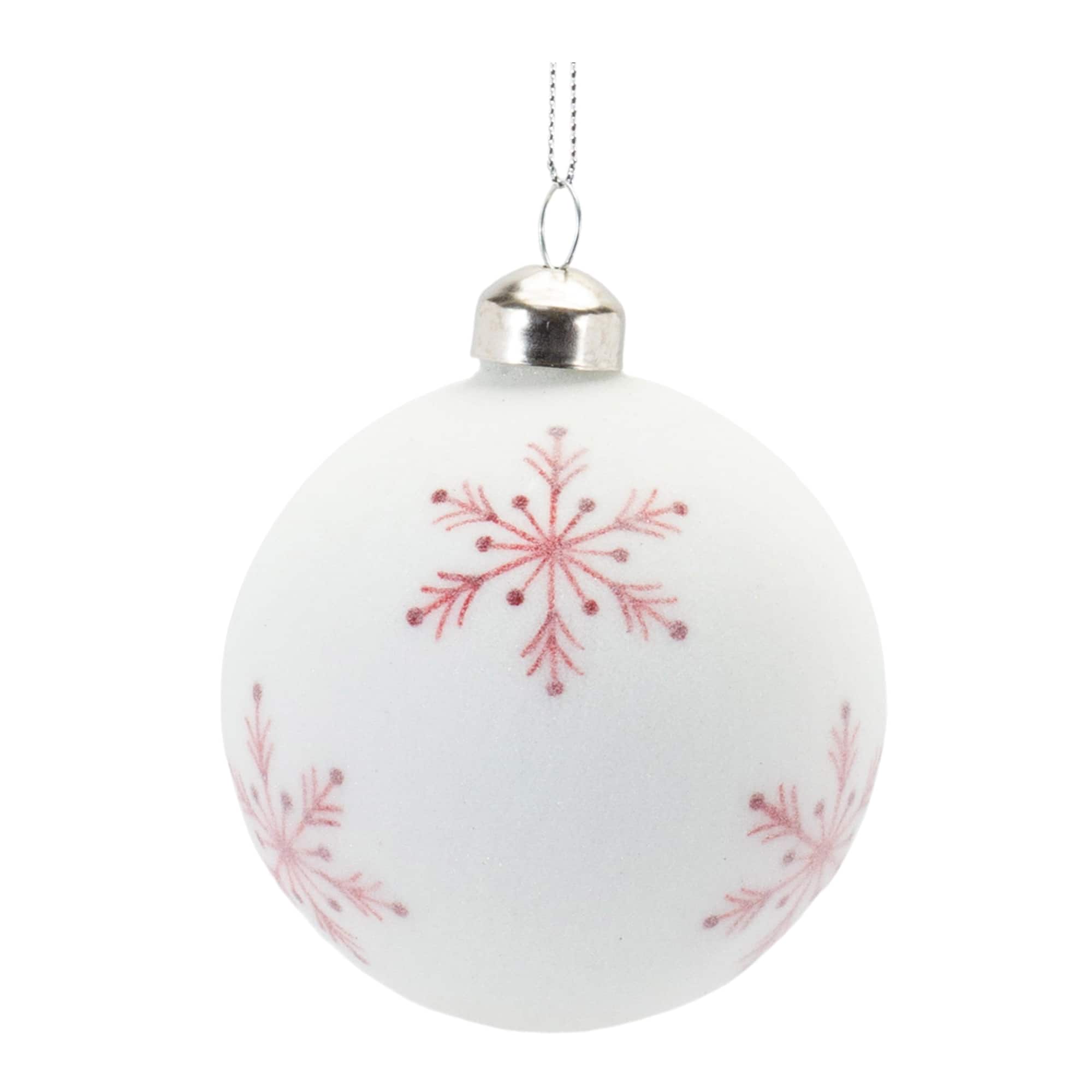 Frosted Snowflake & Tree Ball Ornament Set
