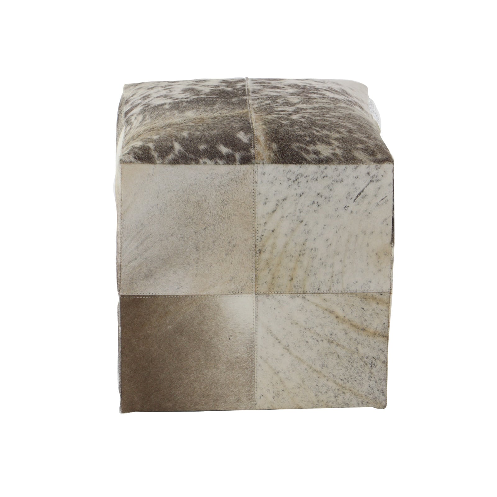 16" Gray Leather & Wood Glam Ottoman