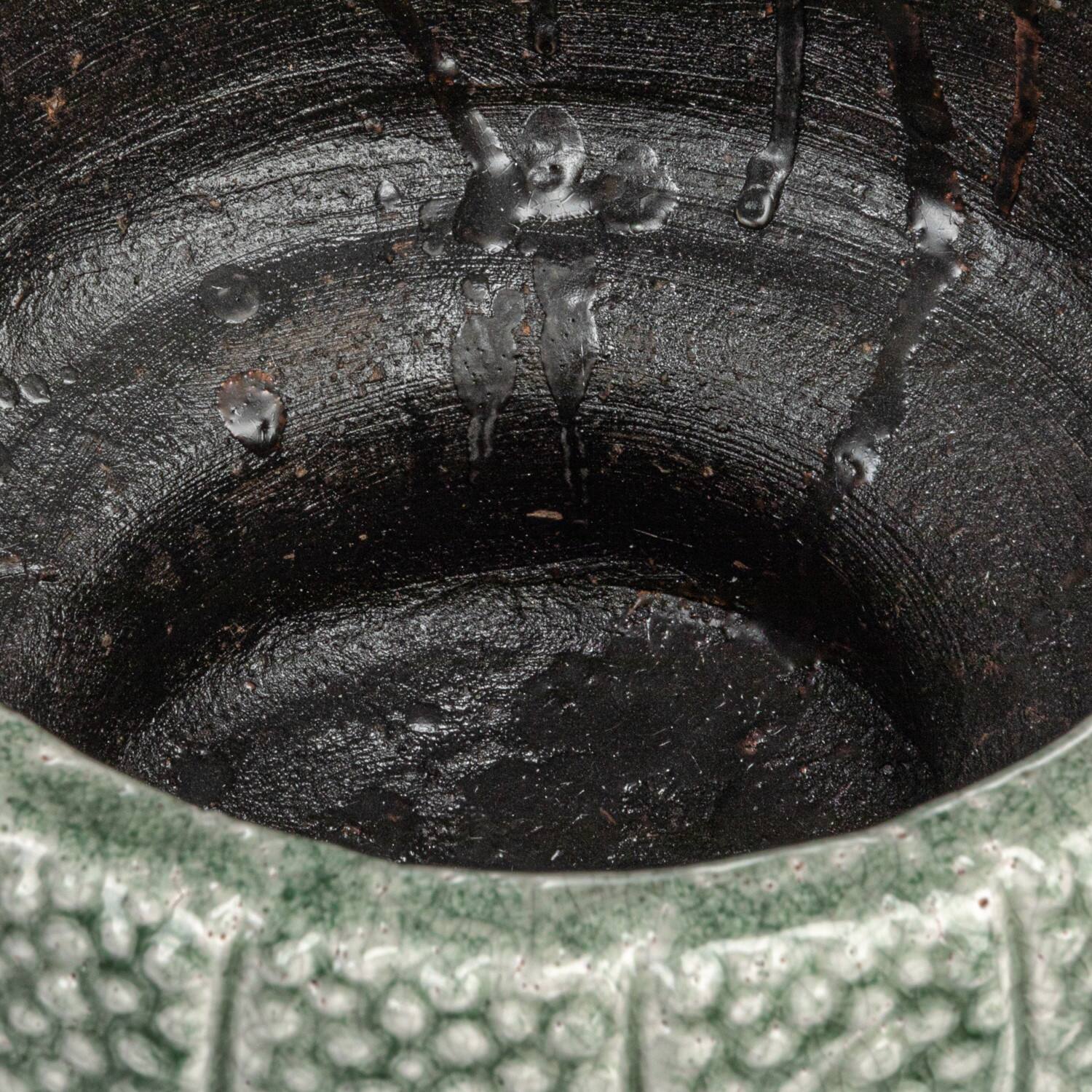 Hello Honey® 10.5" Green Dot Pattern Crackle Glaze Embossed Terra Cotta Footed Vase Planter