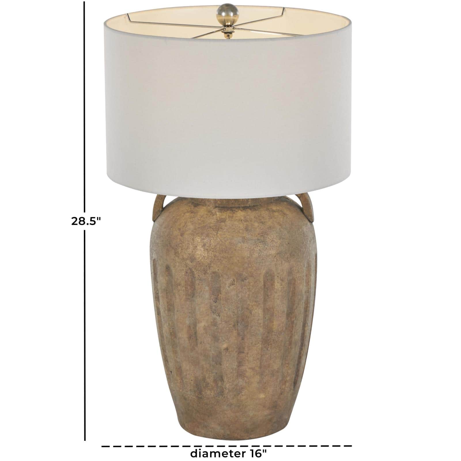28.5" Brown Ceramic Distressed Antique Style Pot Vase Table Lamp