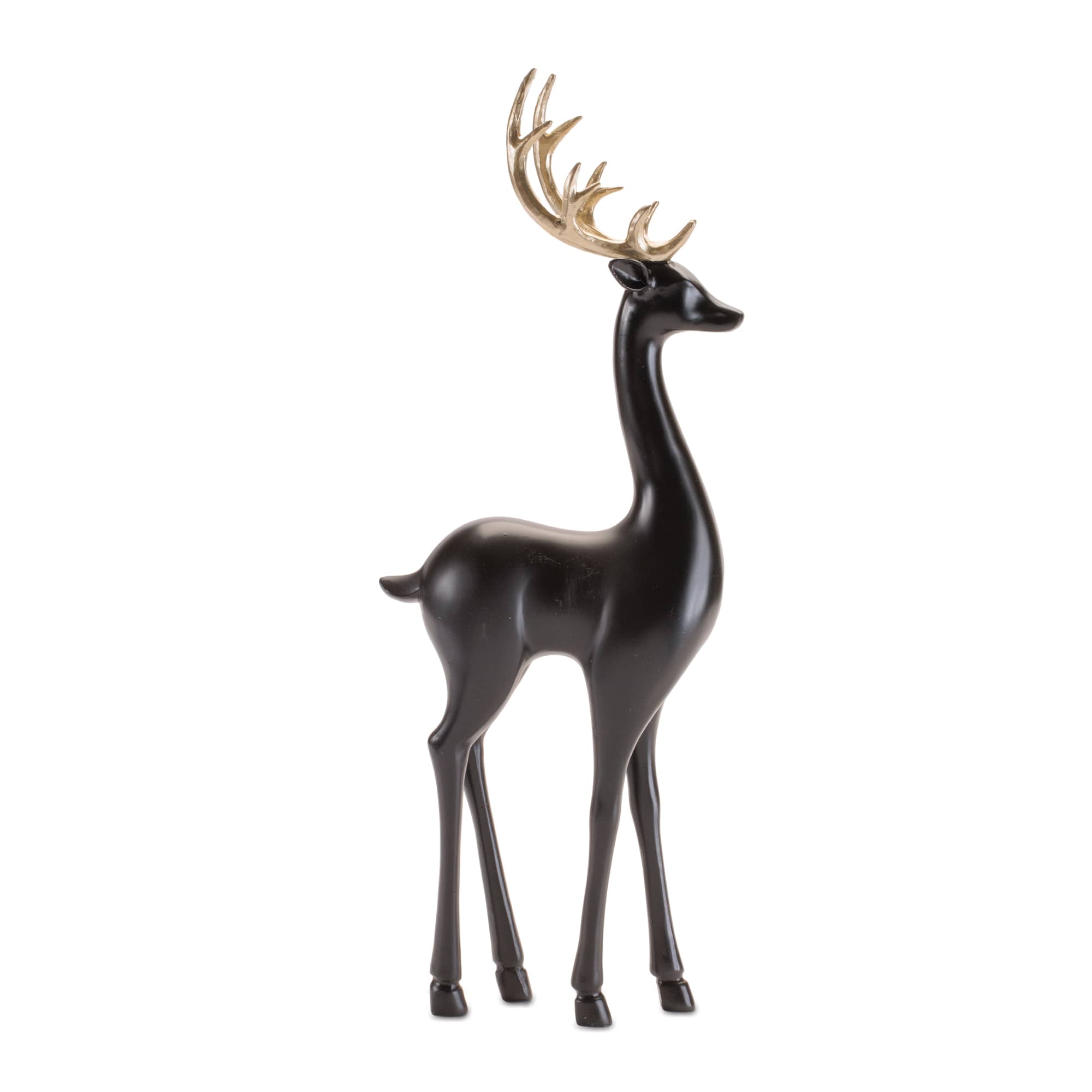 Melrose 16.5" Black Deer Figurine with Gold Antler Set