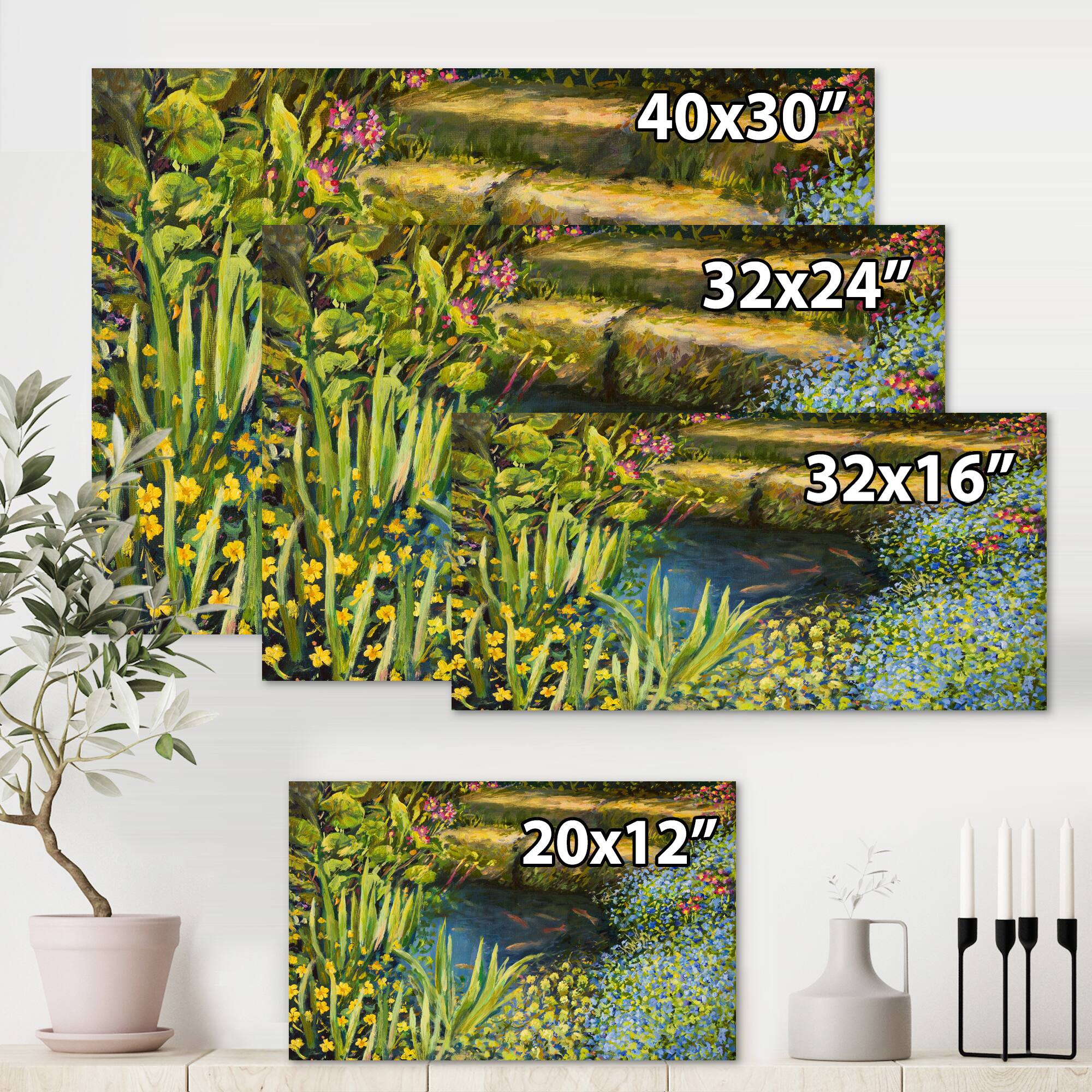 Designart - Colorful Silence At The Lake Side - Lake House Canvas Wall Art Print