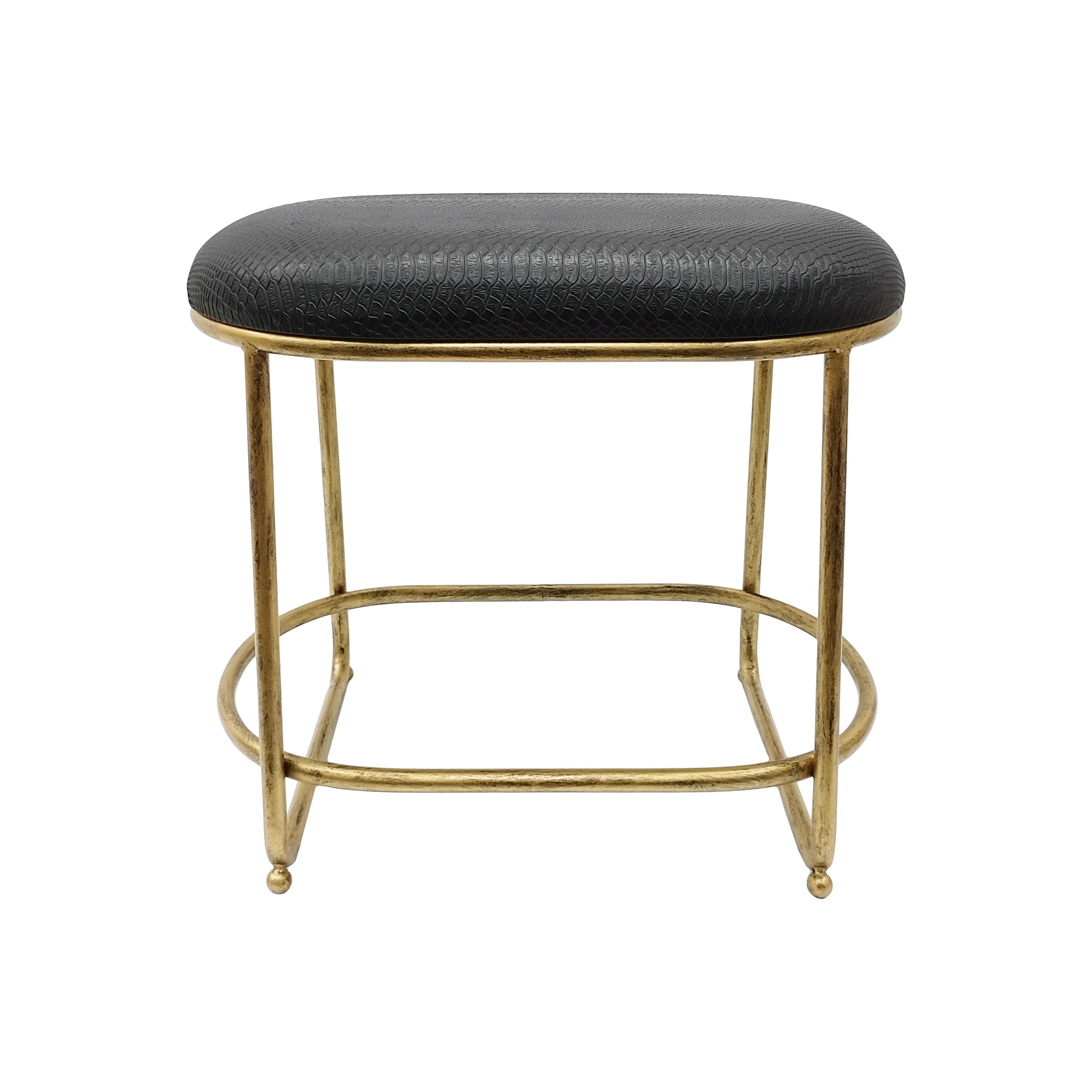 20" x 18.5" Black Faux Crocodile Oval Stool by Ashland®