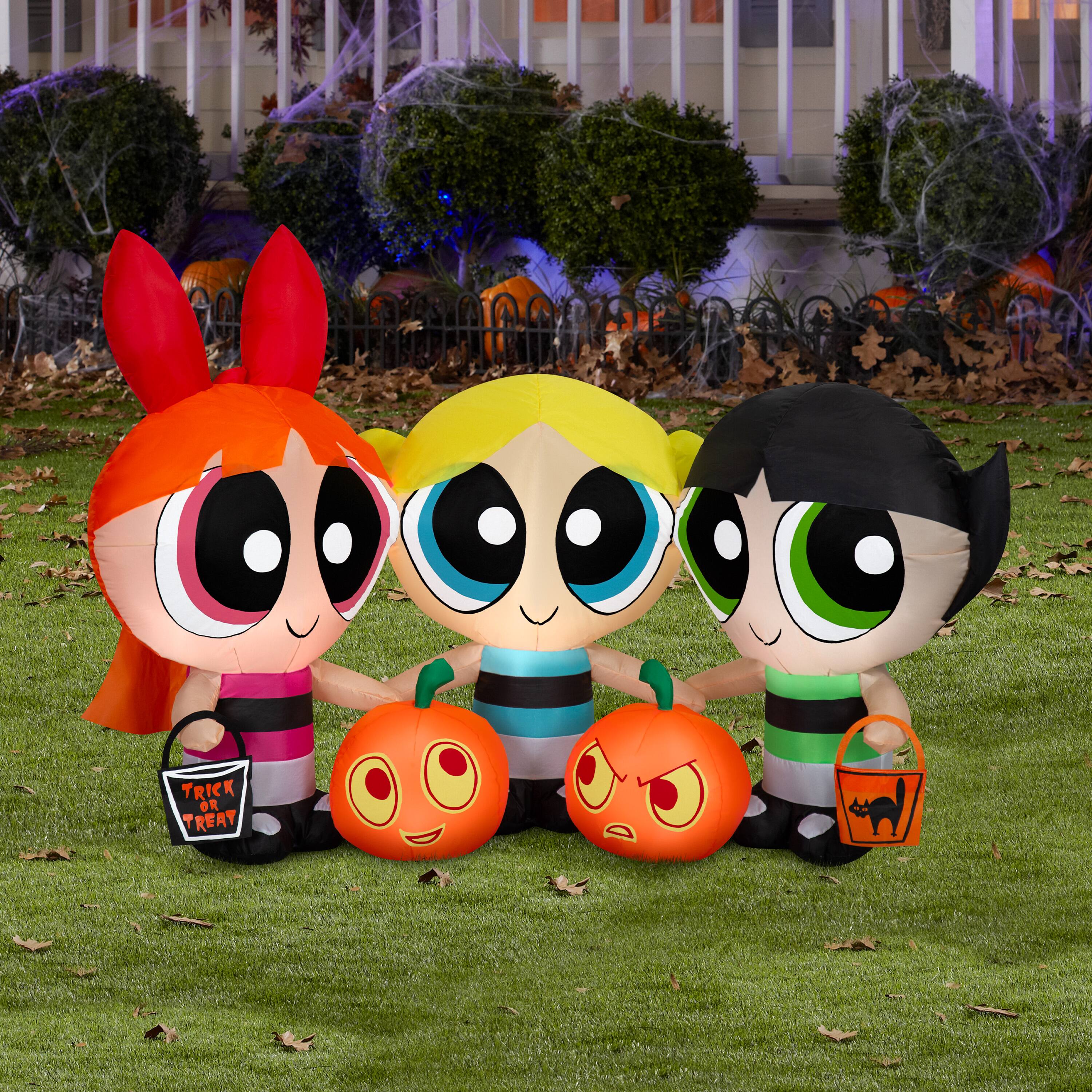 5.5ft. Airblown® Inflatable Powerpuff Girls Halloween Scene with Blossom, Bubbles & Buttercup Lighted Décor