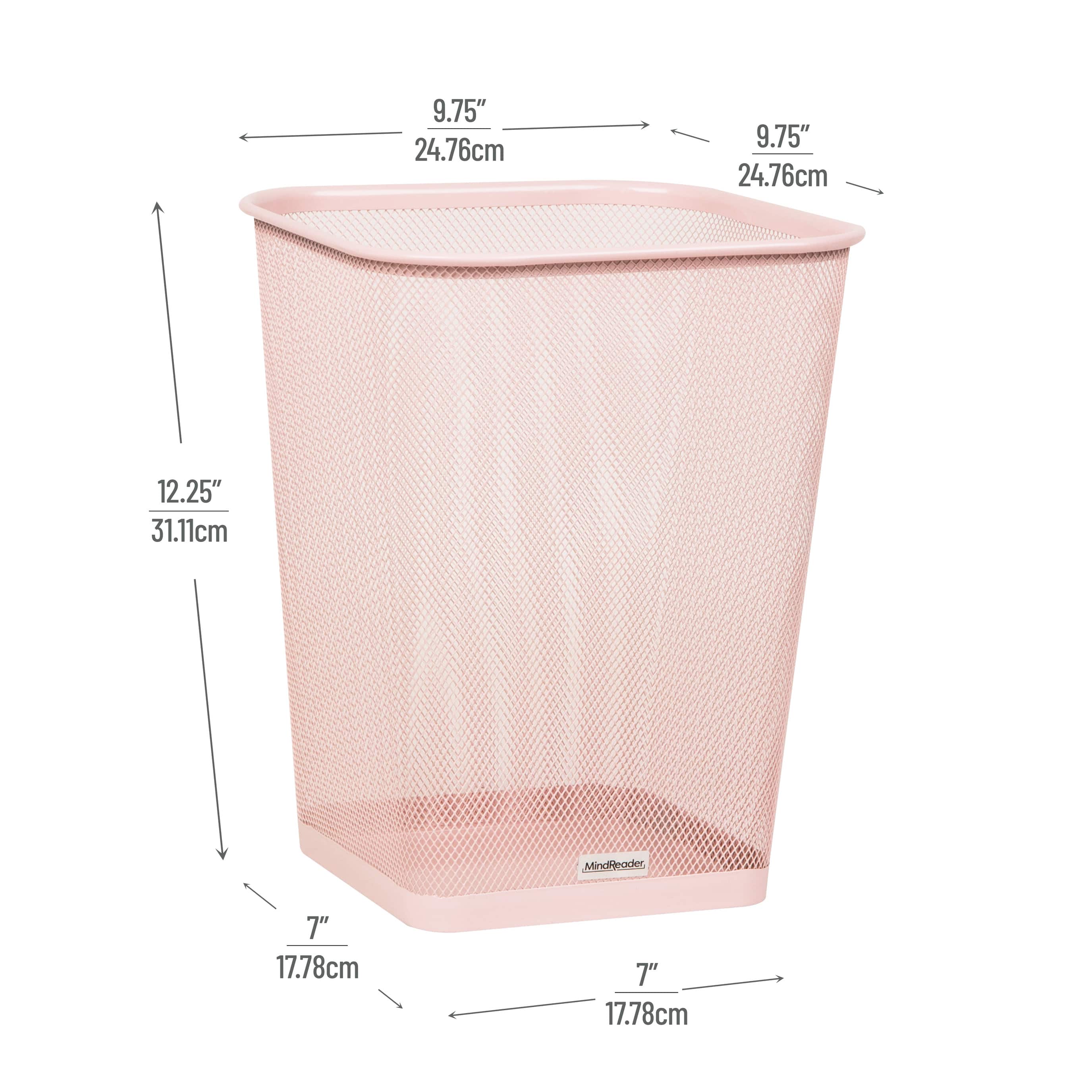 Mind Reader 2 Piece Square Metal Mesh Waste Basket Set