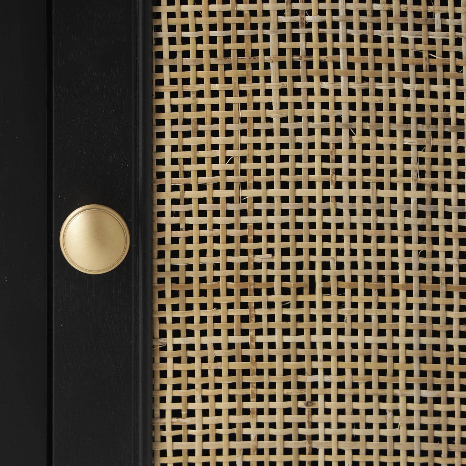 16" x 13" x 26" Black Handmade Room Cabinet with Rattan Front