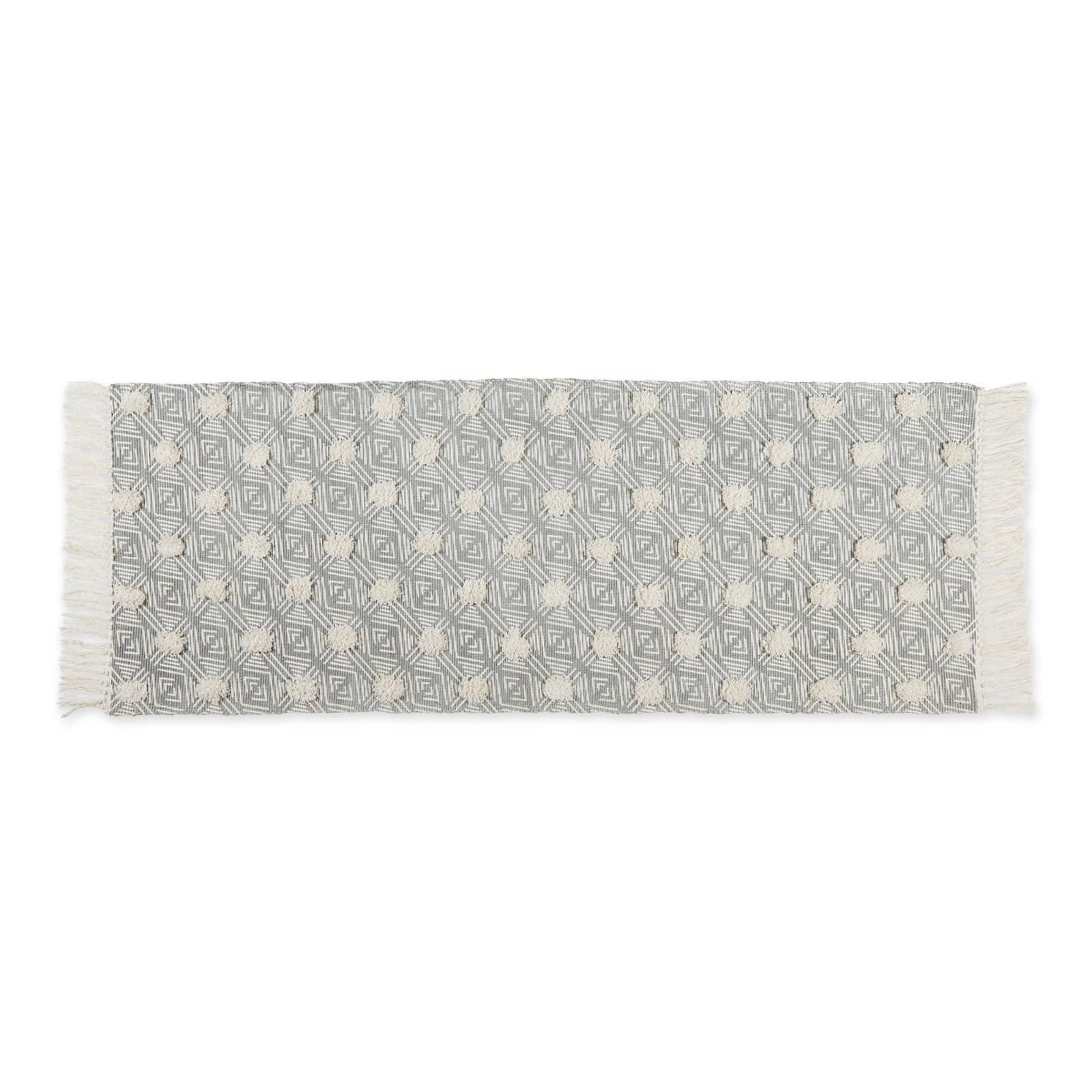 DII® Diamond Printed Off-White Hand-Loomed Shag Rug Runner 2ft. x 6ft