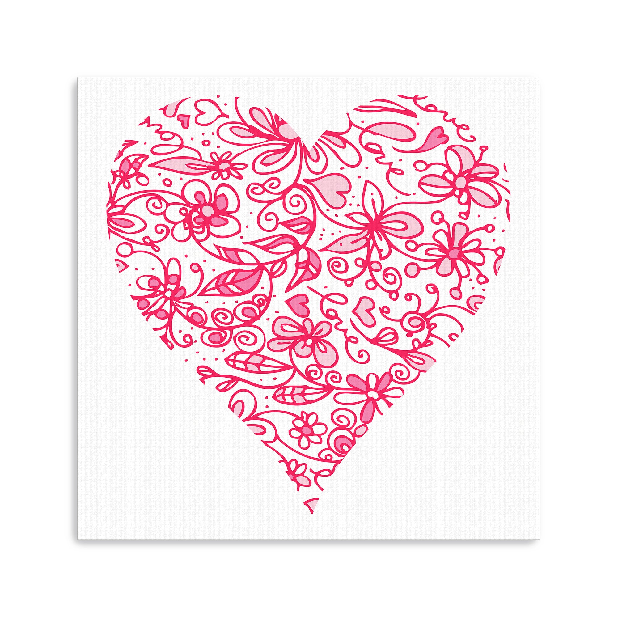 Pink Flower Love Heart Canvas Giclée Art