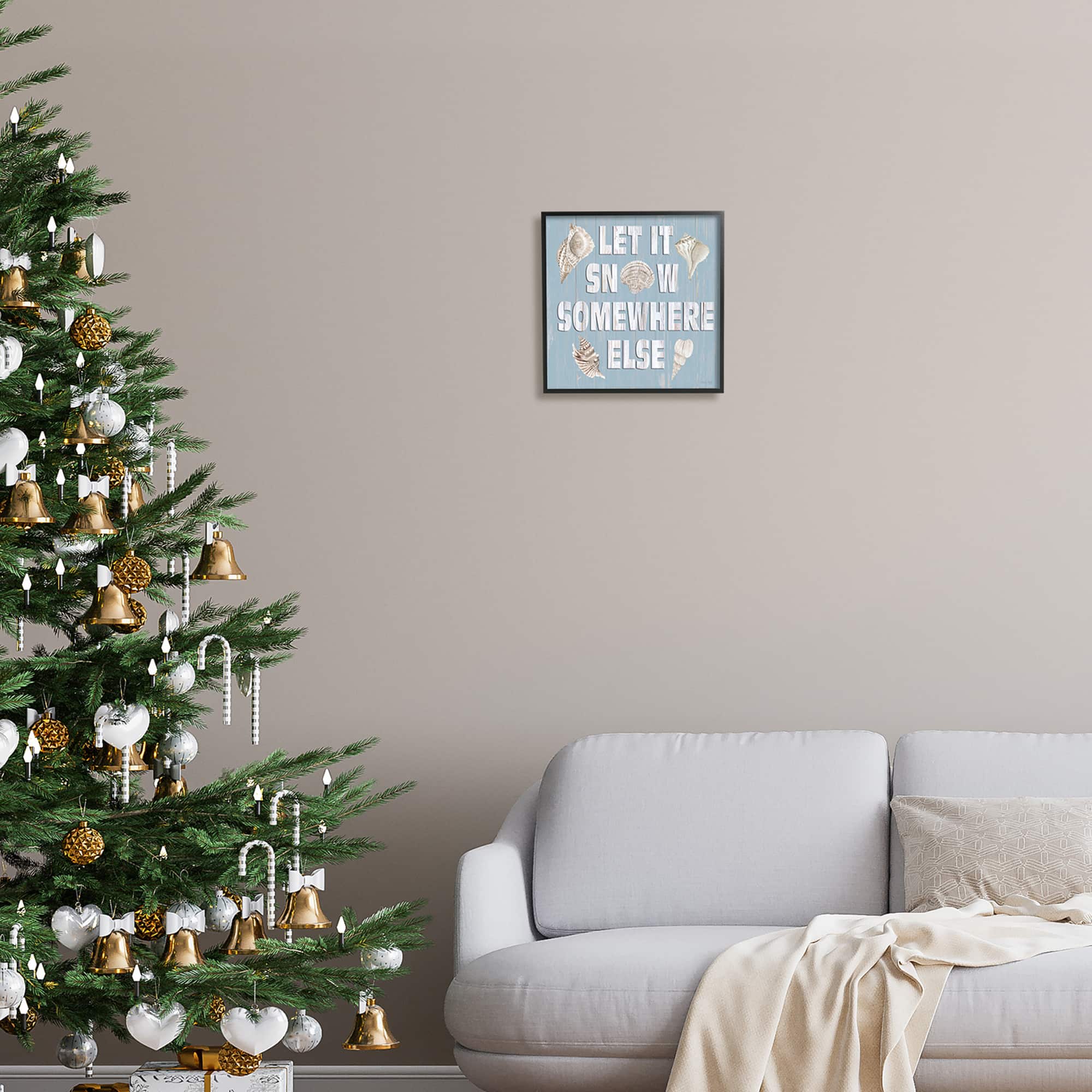 Stupell Industries Let It Snow Somewhere Else Seashells Framed Giclee Art