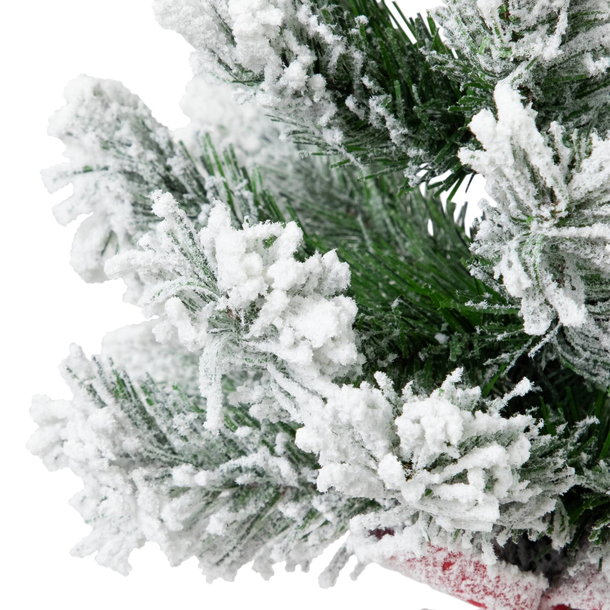 19" Unlit Full Flocked Angel Pine Artificial Mini Christmas Tree in Red Fabric Base