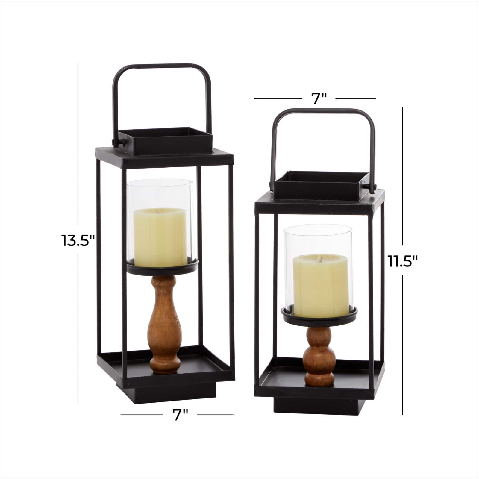 Black Metal Contemporary Candlestick Holders, 13" x 6" x 7"
