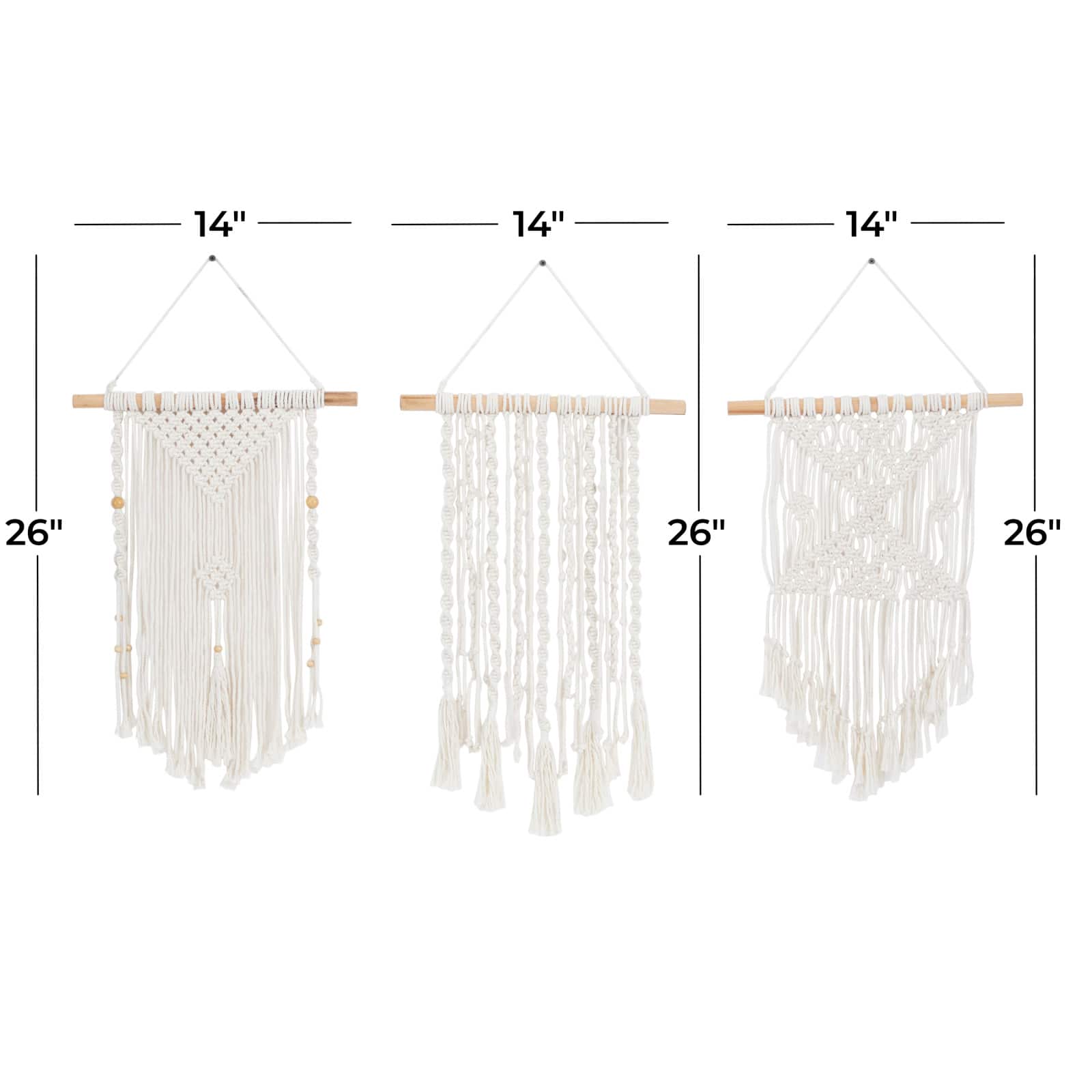 Set of 3 Cream Wood Country Cottage Wall Decor, 26" x 14"